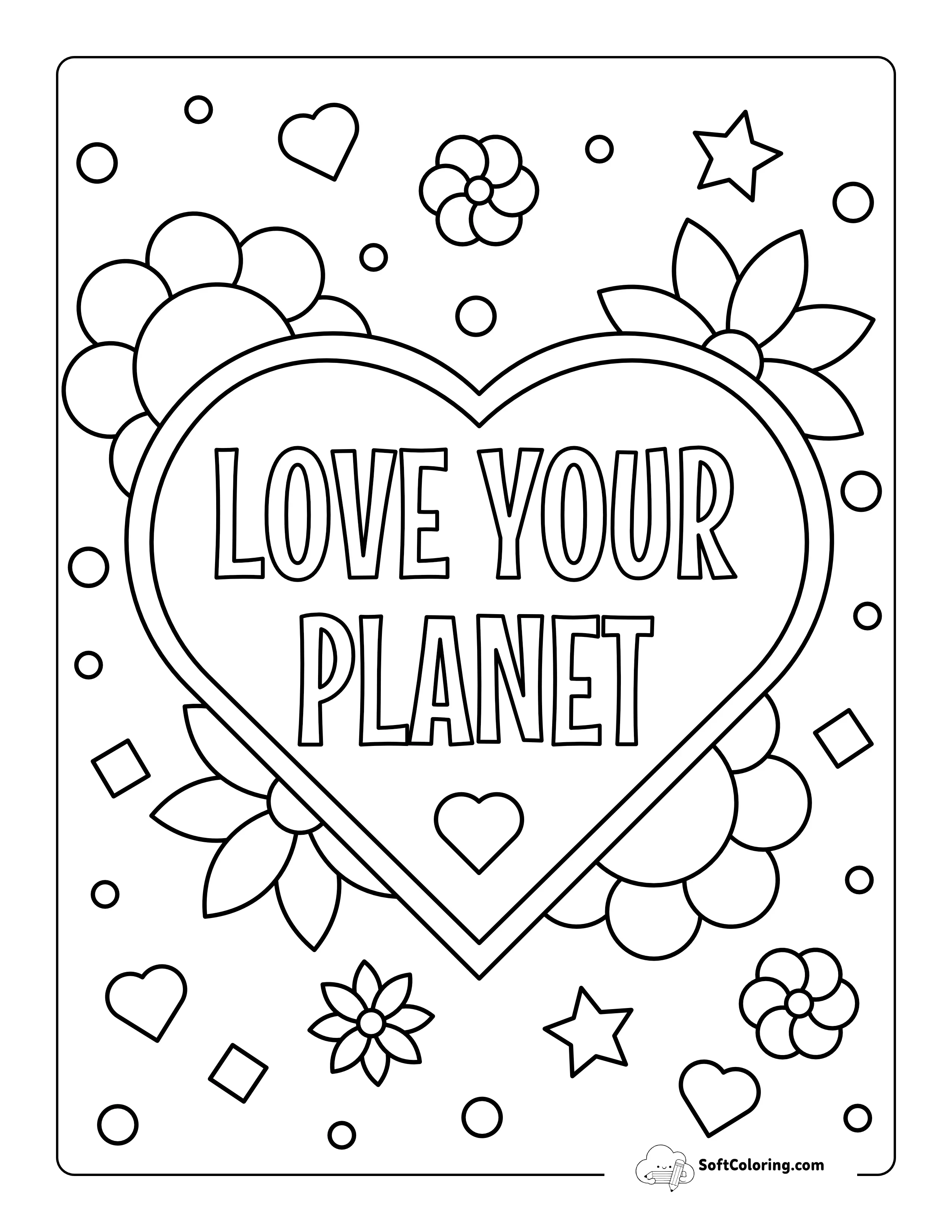 "Love Your Planet" Earth Day Coloring Page For Kids