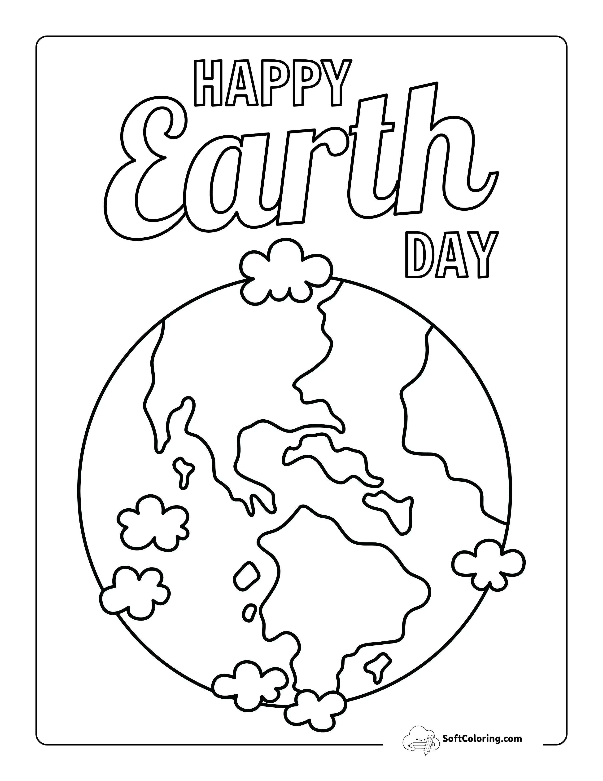 "Happy Earth Day" Coloring Page
