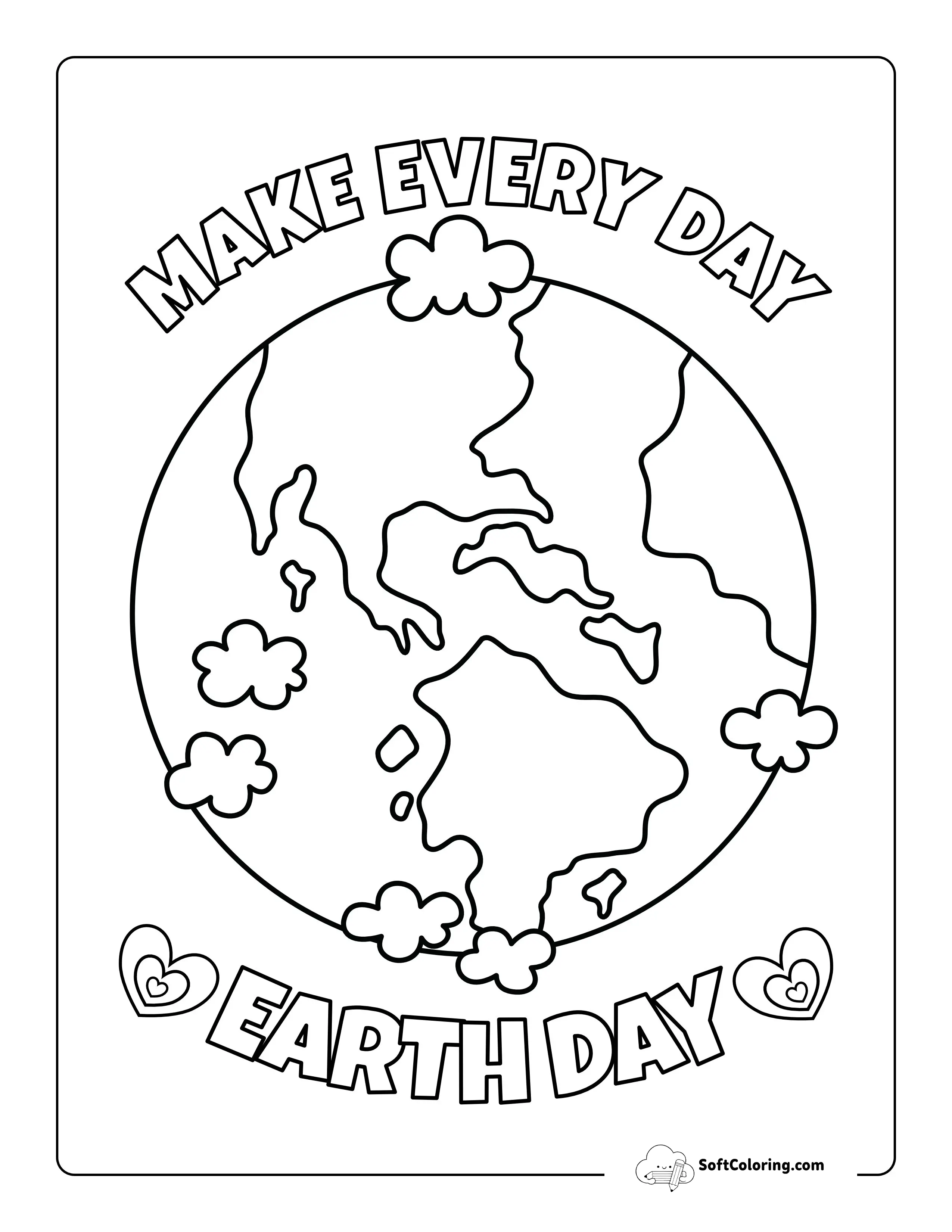 "Make Every Day Earth Day" Planet Earth Picture To Color