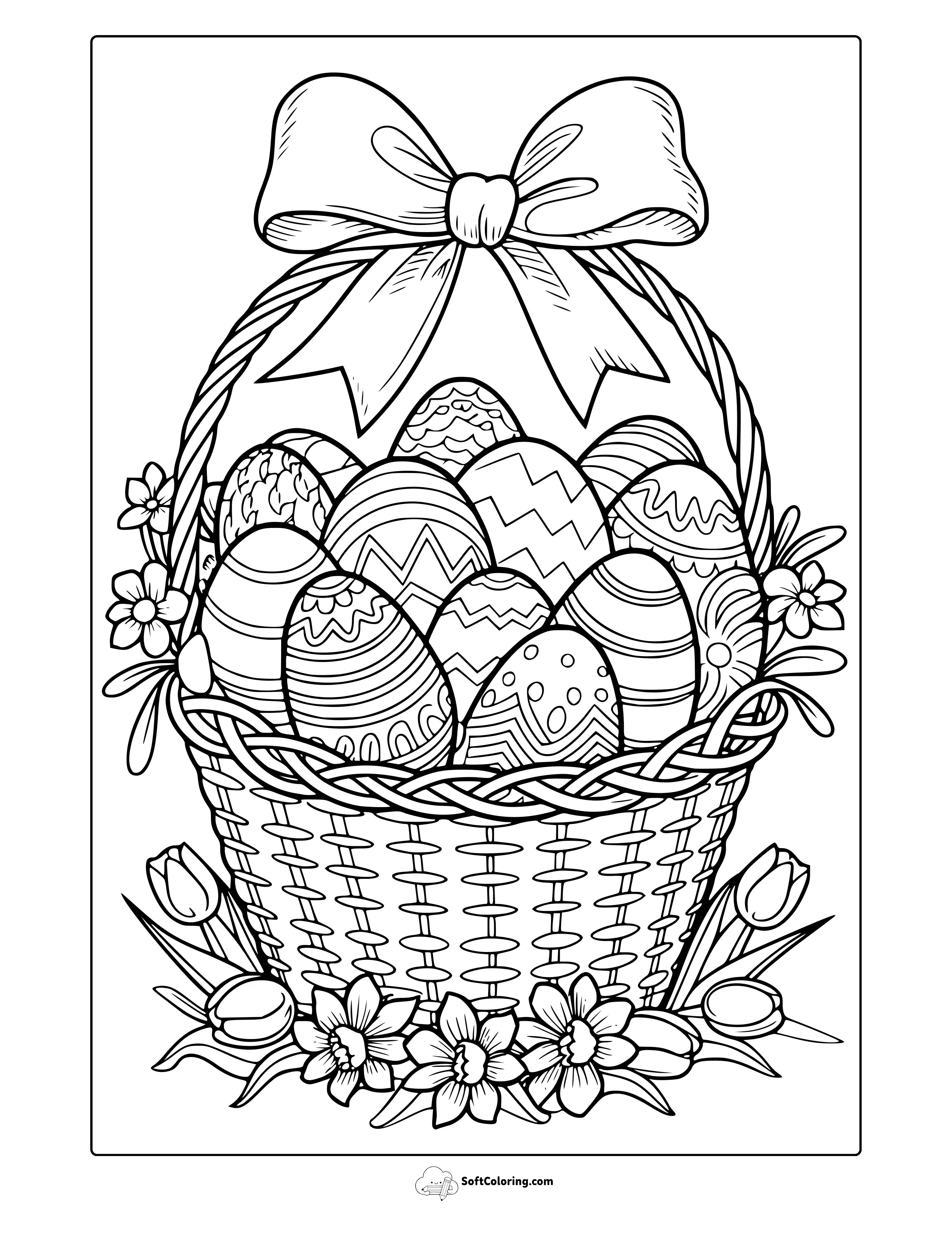 Easter Basket With Eggs Coloring Page