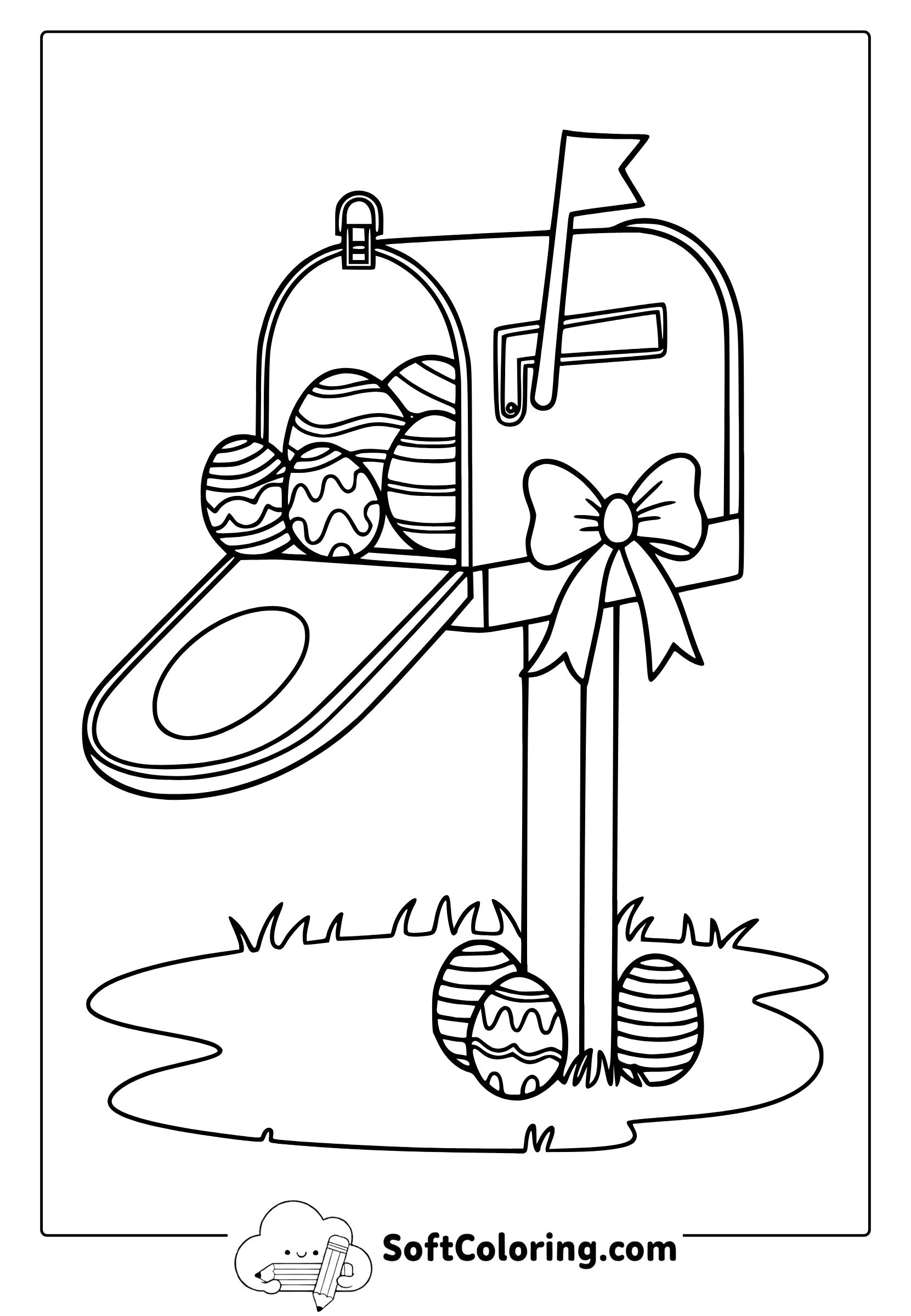 Easter Bunny Mailbox Coloring Page