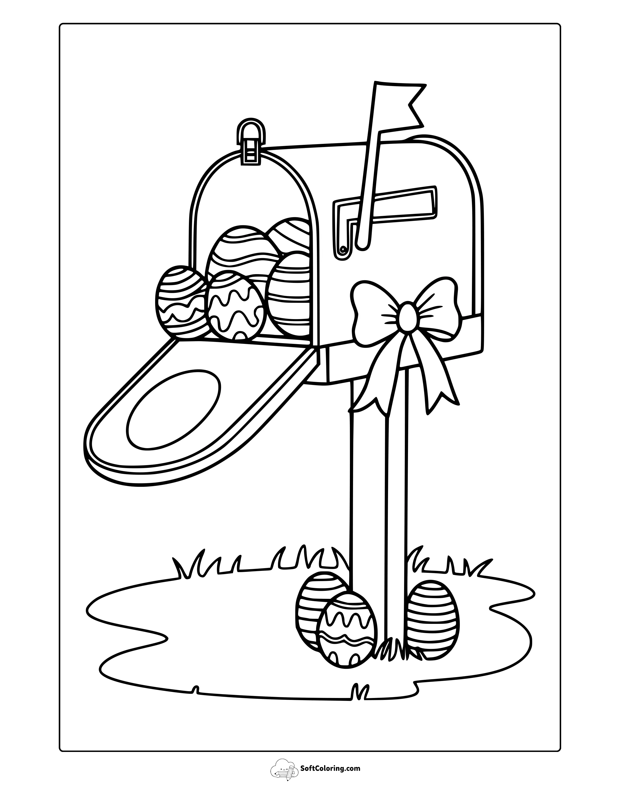 Easter Bunny Mailbox Coloring Page