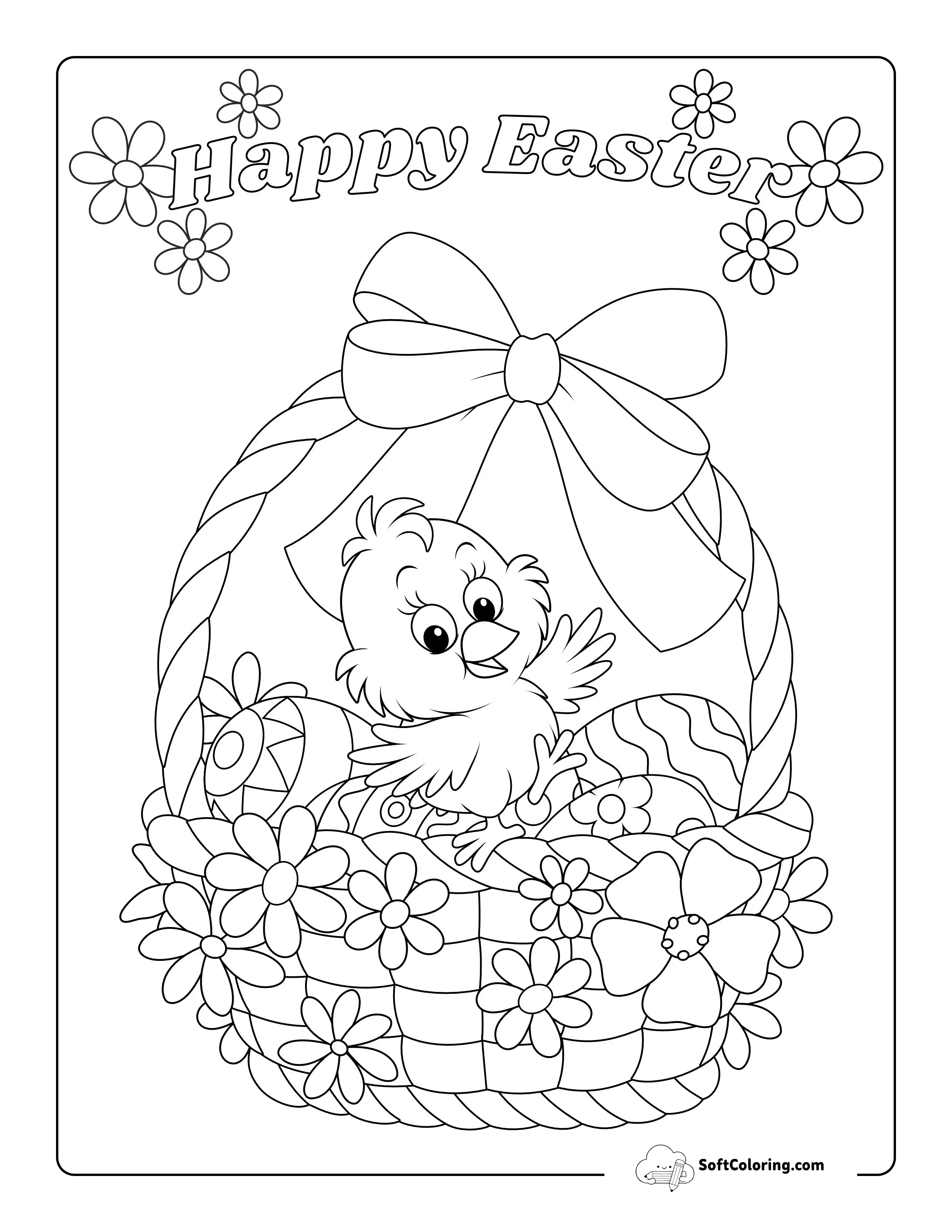 Easter Basket Coloring Sheet For Kids