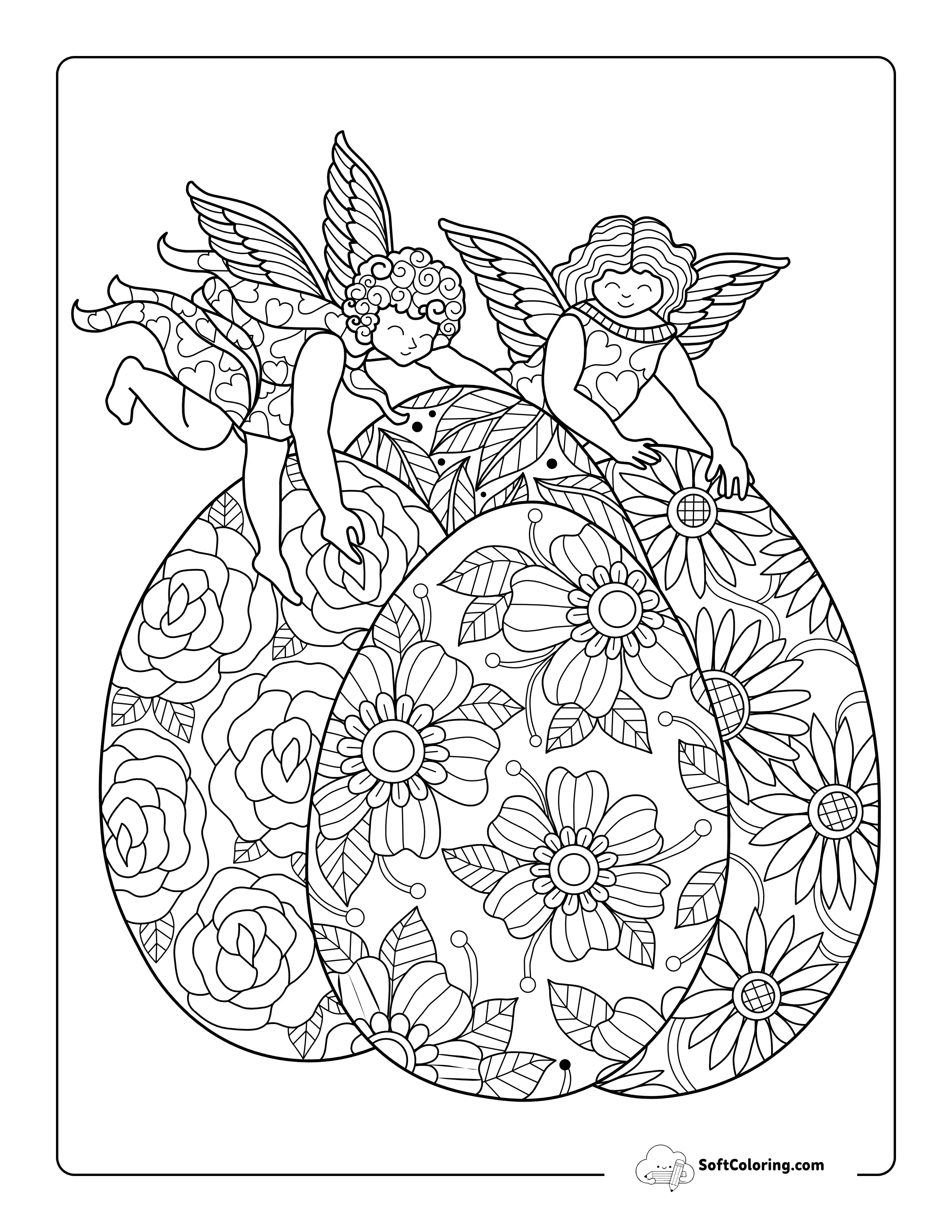*New* Pretty Patterned Easter Eggs Adult Coloring Page