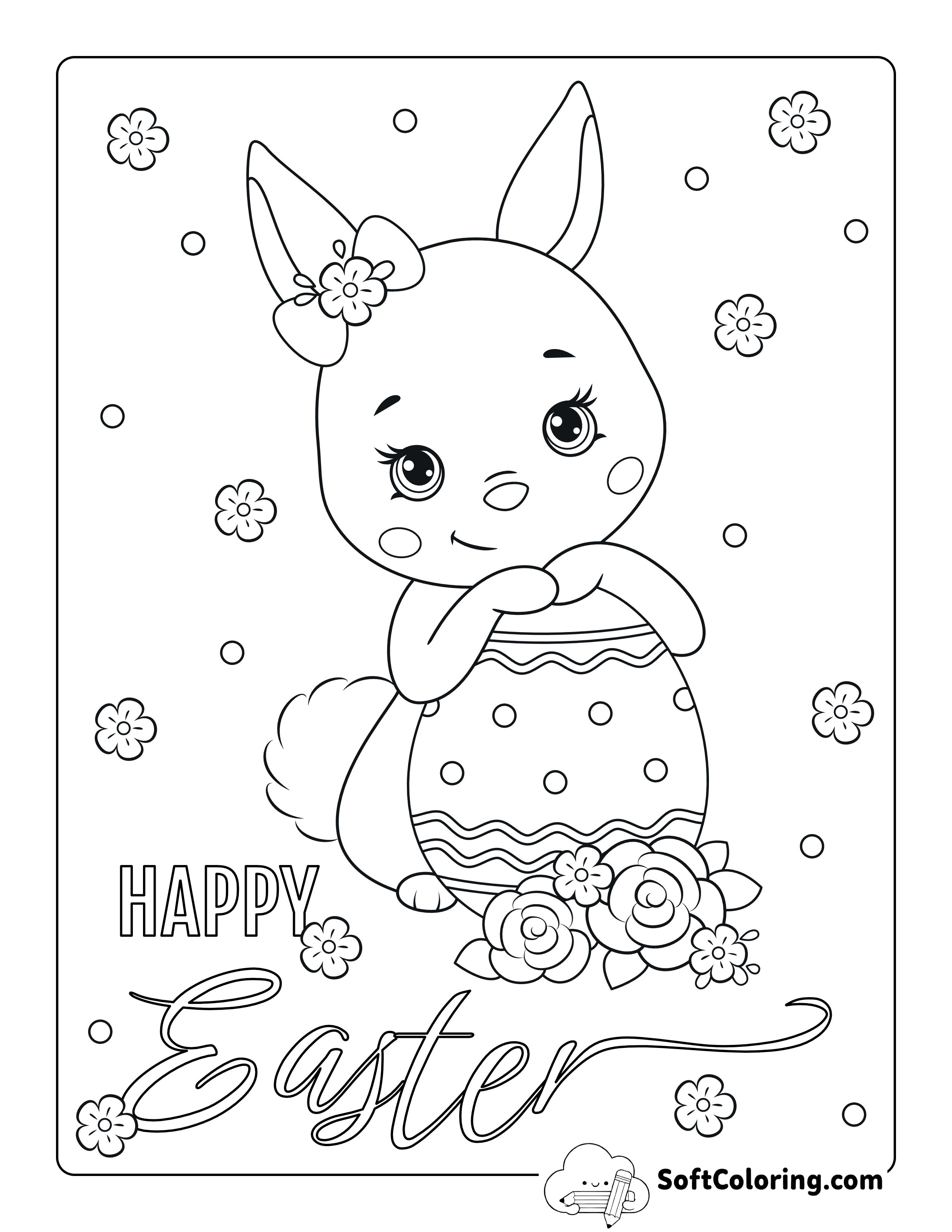 Kawaii Easter Bunny Coloring Sheet