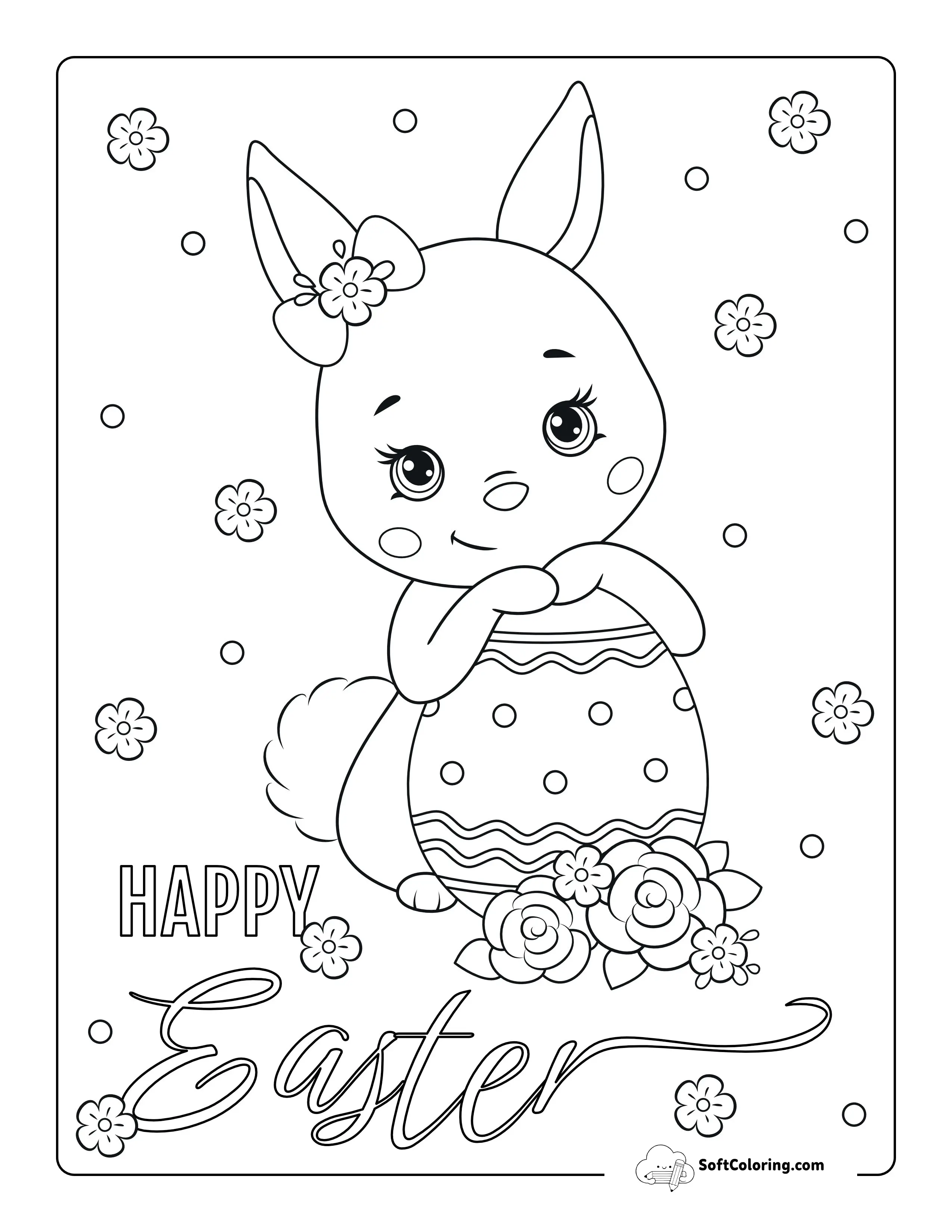 Cute Rabbit Easter Coloring Page