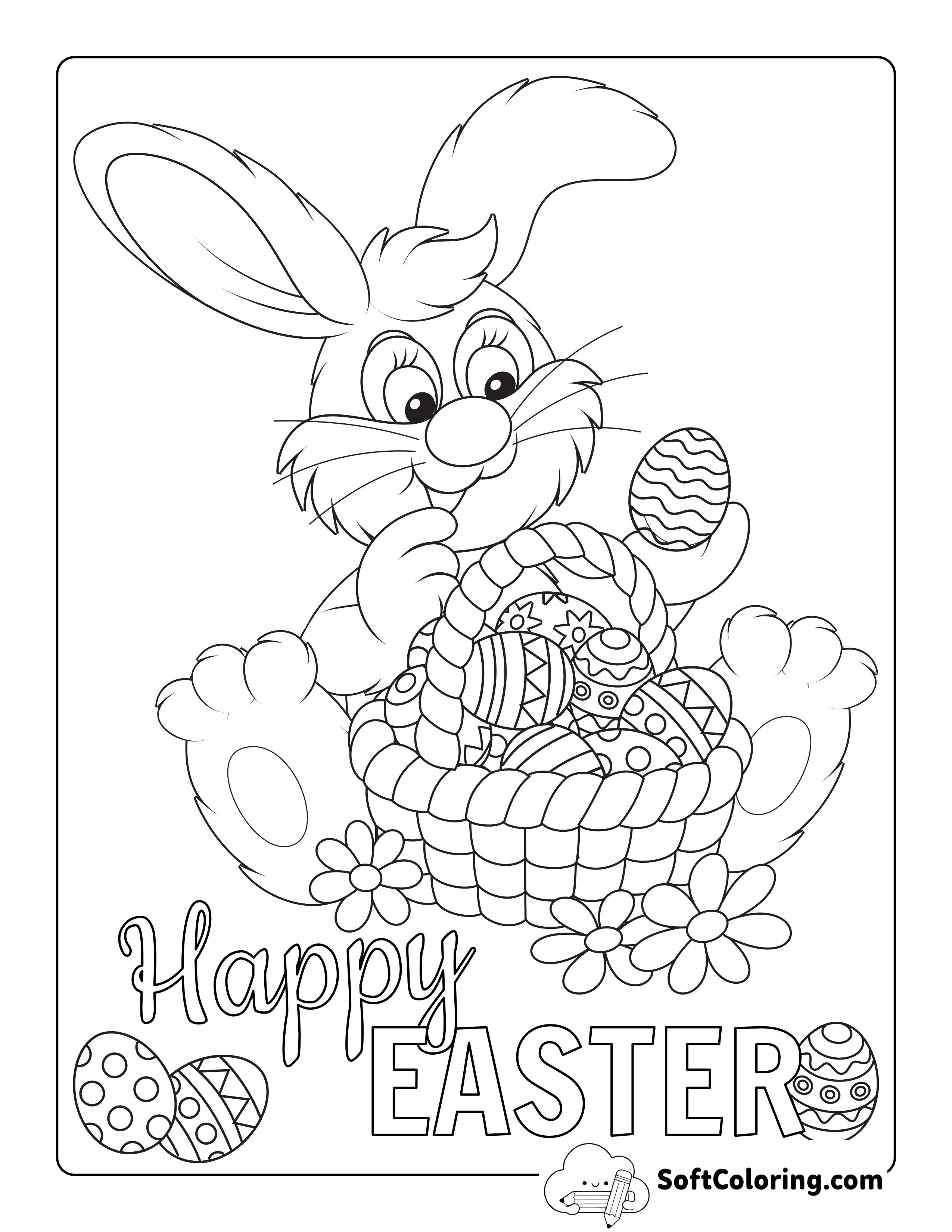Cute Easter Bunny Coloring Sheet for Kids