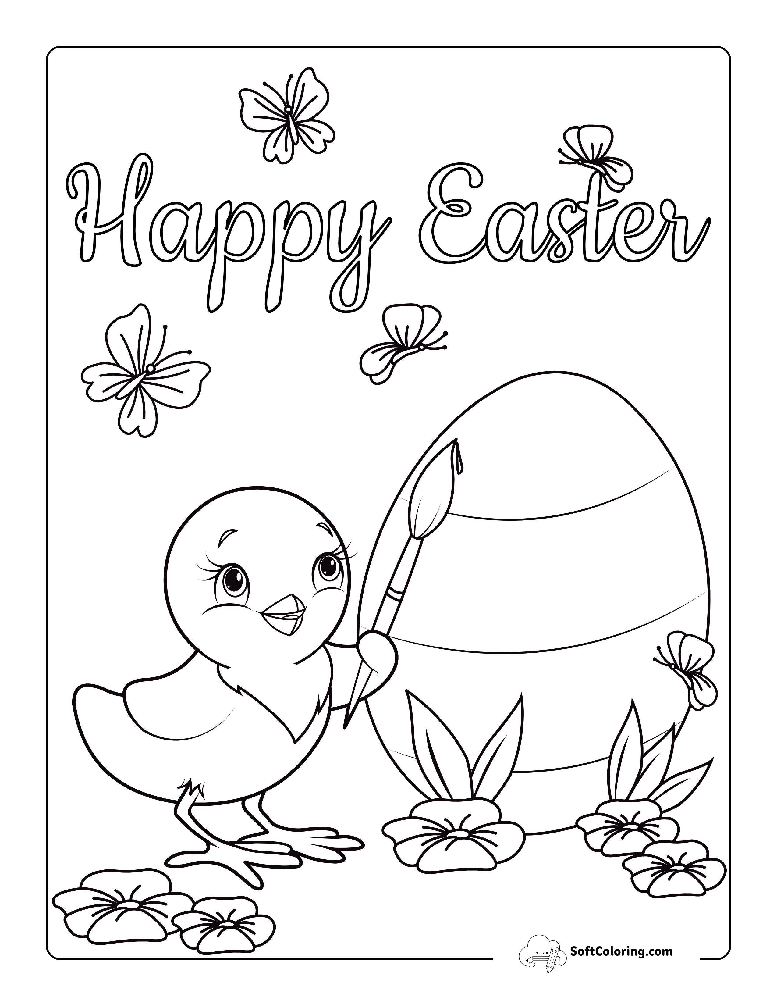 "Happy Easter" Picture To Color
