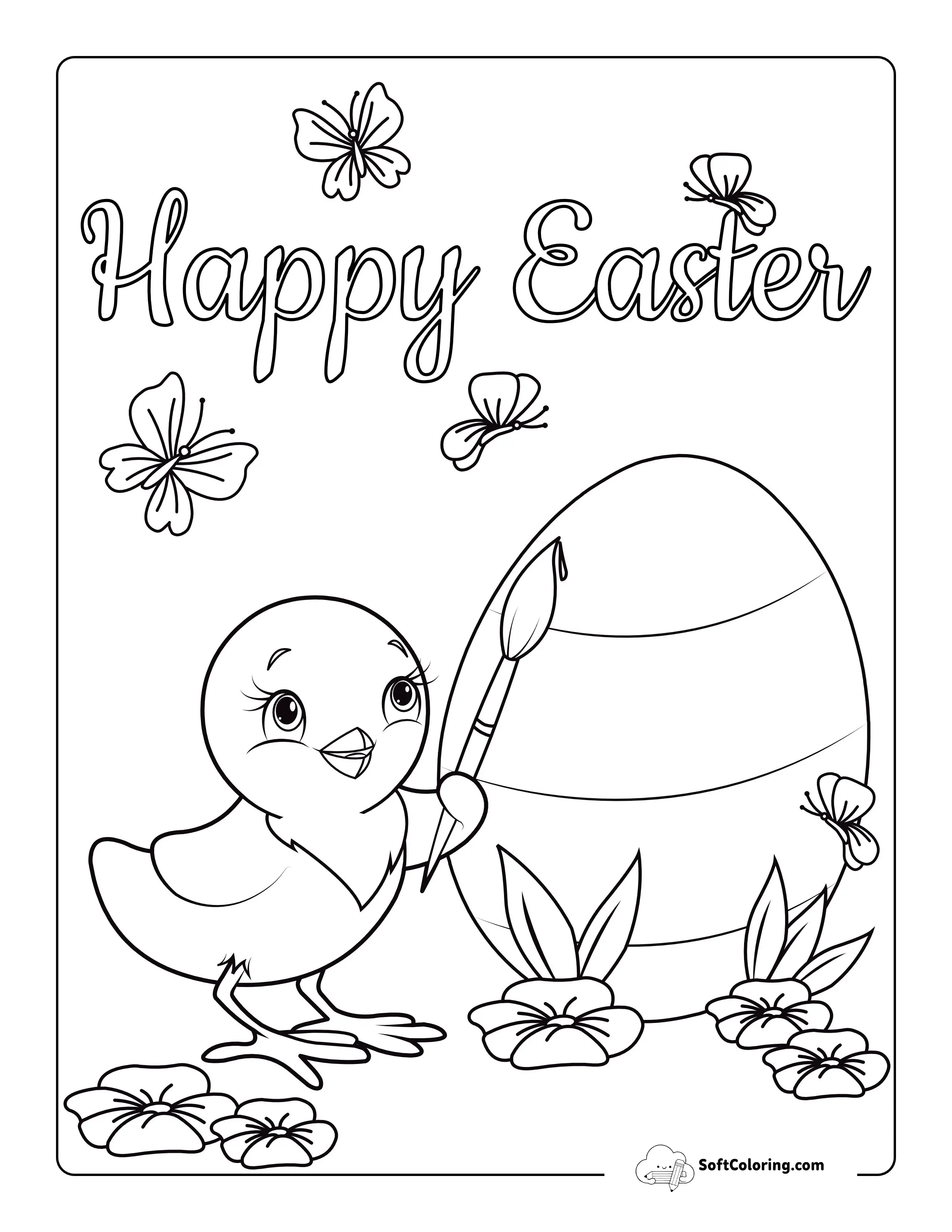 "Happy Easter" Picture To Color