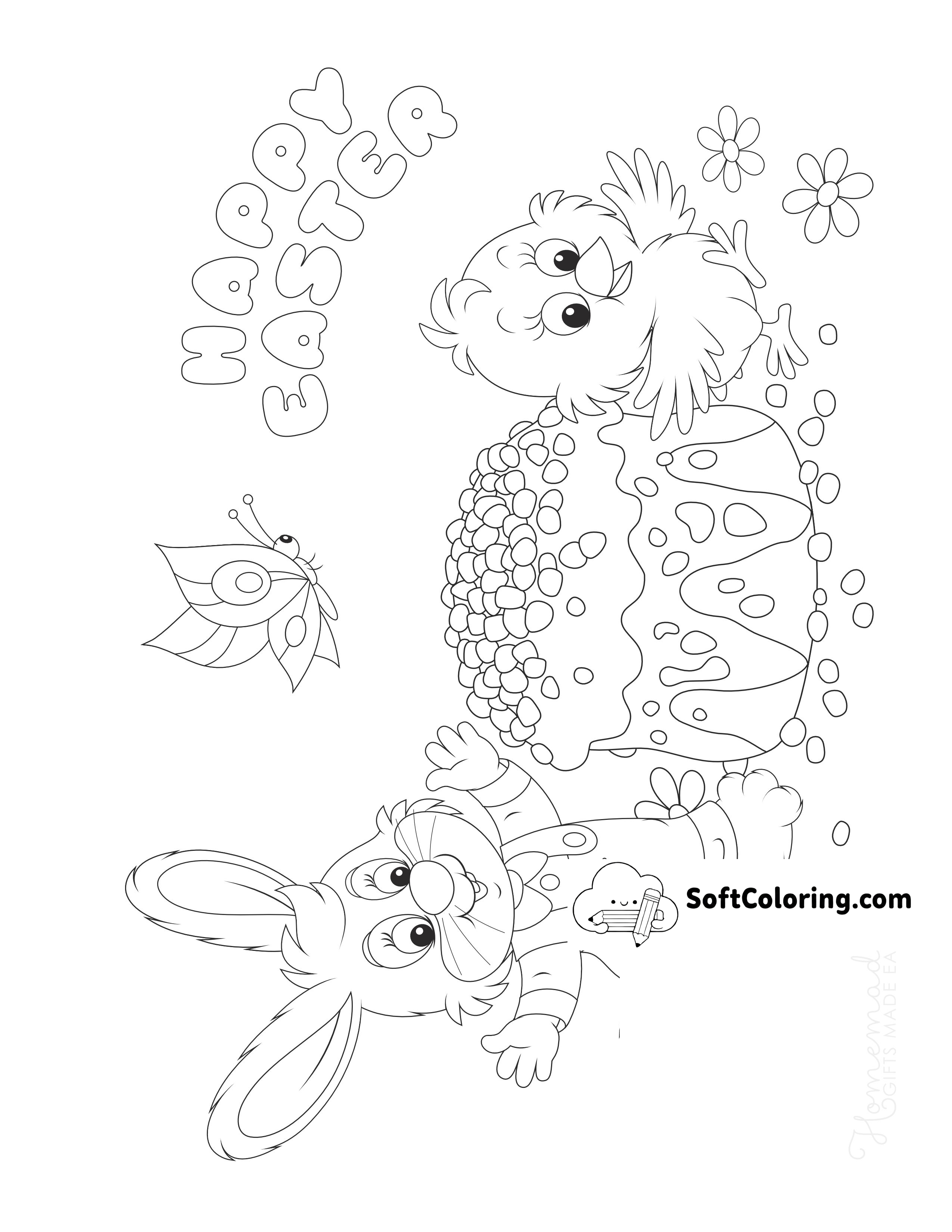 Cute Easter Bunny Coloring Sheet for Kids