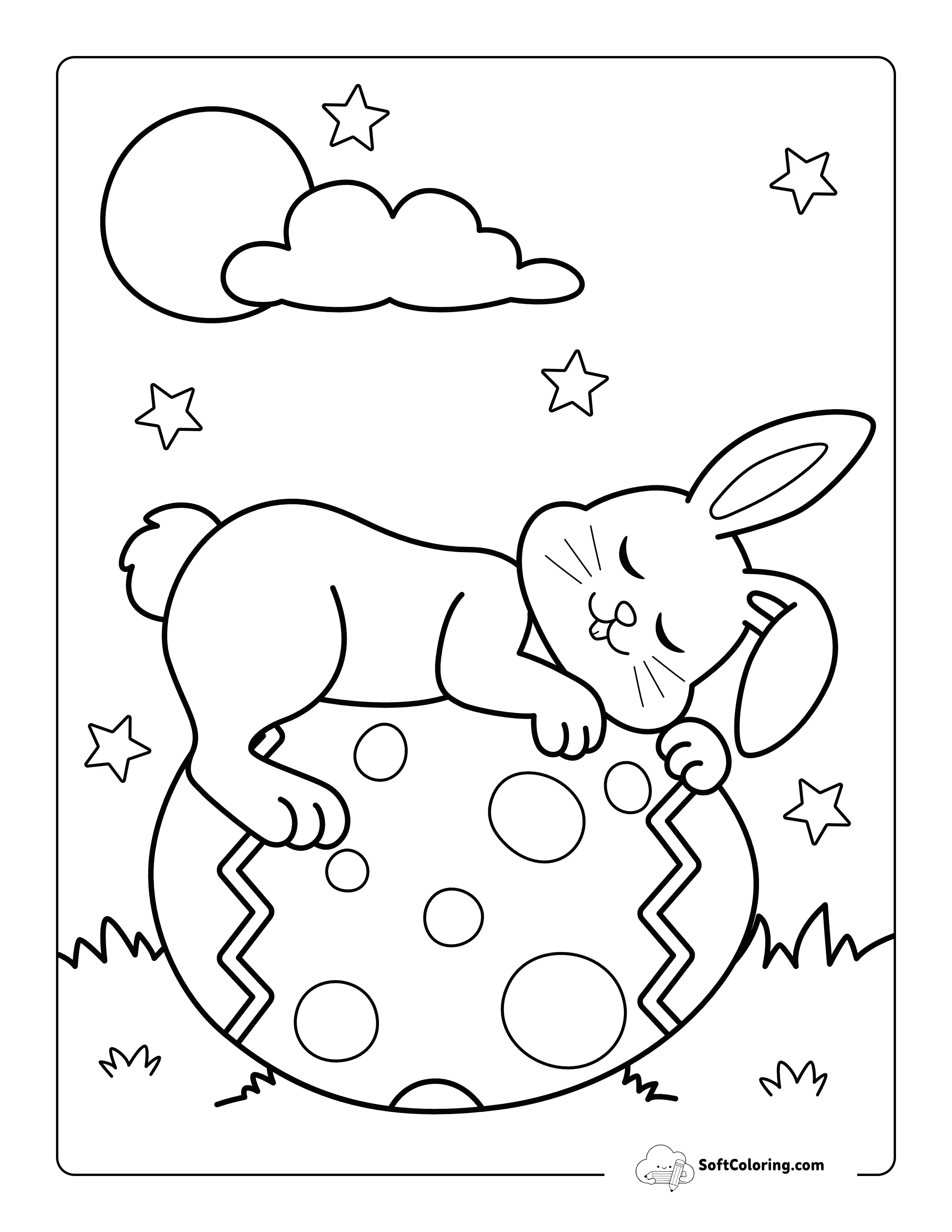*New* Sleeping Easter Bunny For Kids To Color