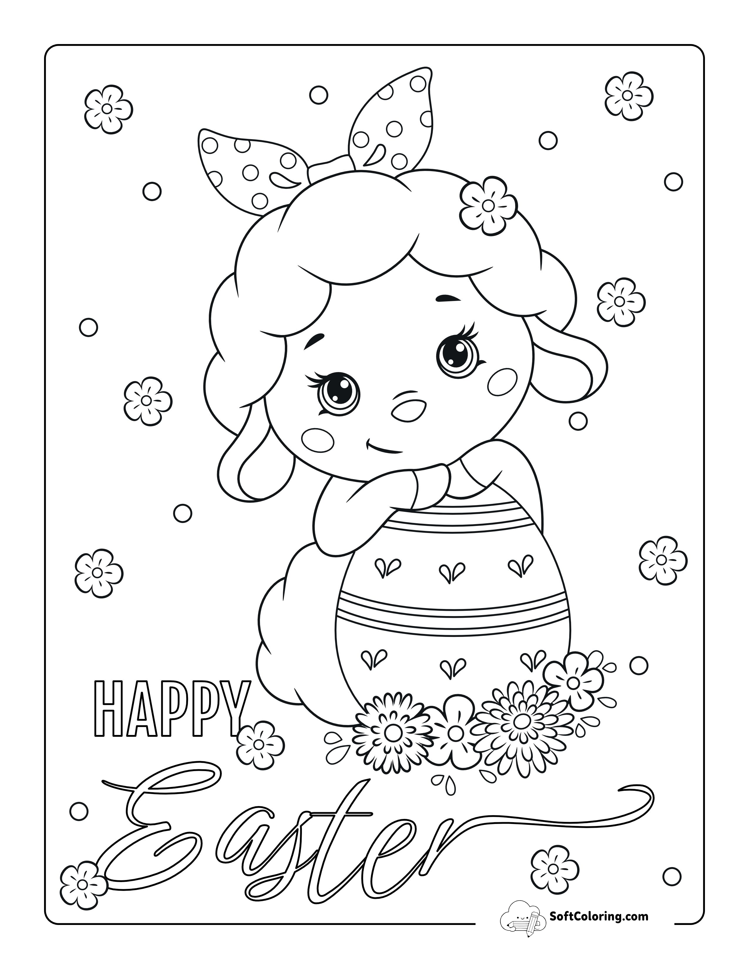 Spring Lamb Easter Coloring Page