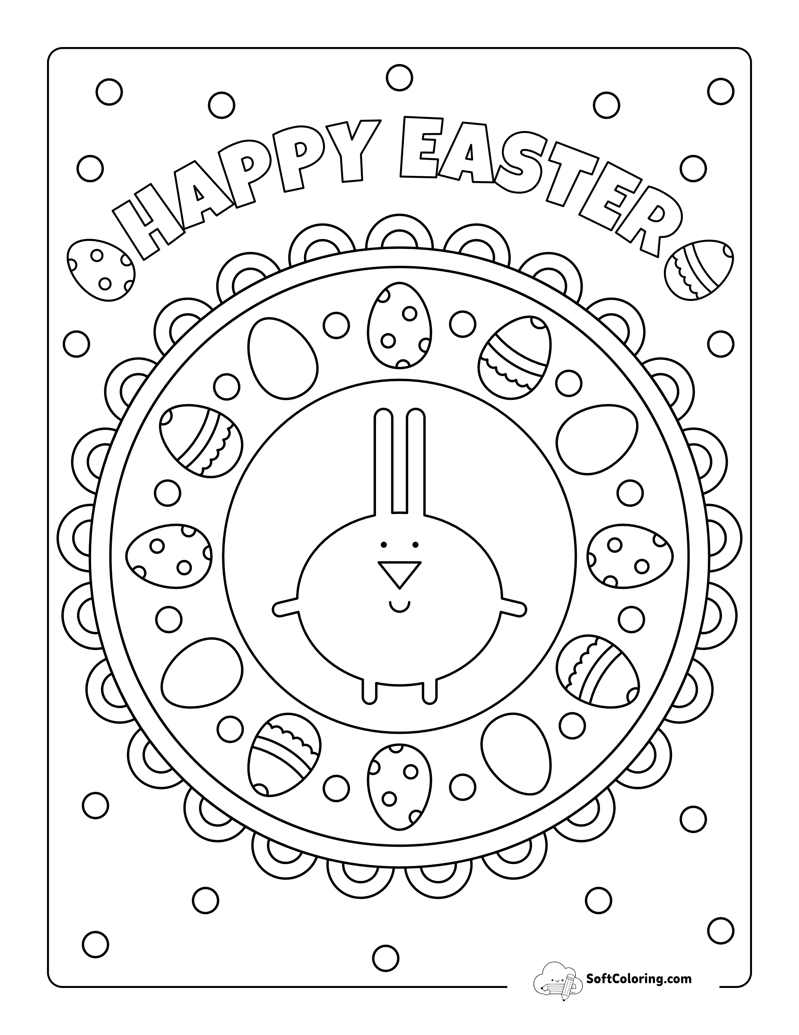 Happy Easter Mandala Coloring Page For Kids