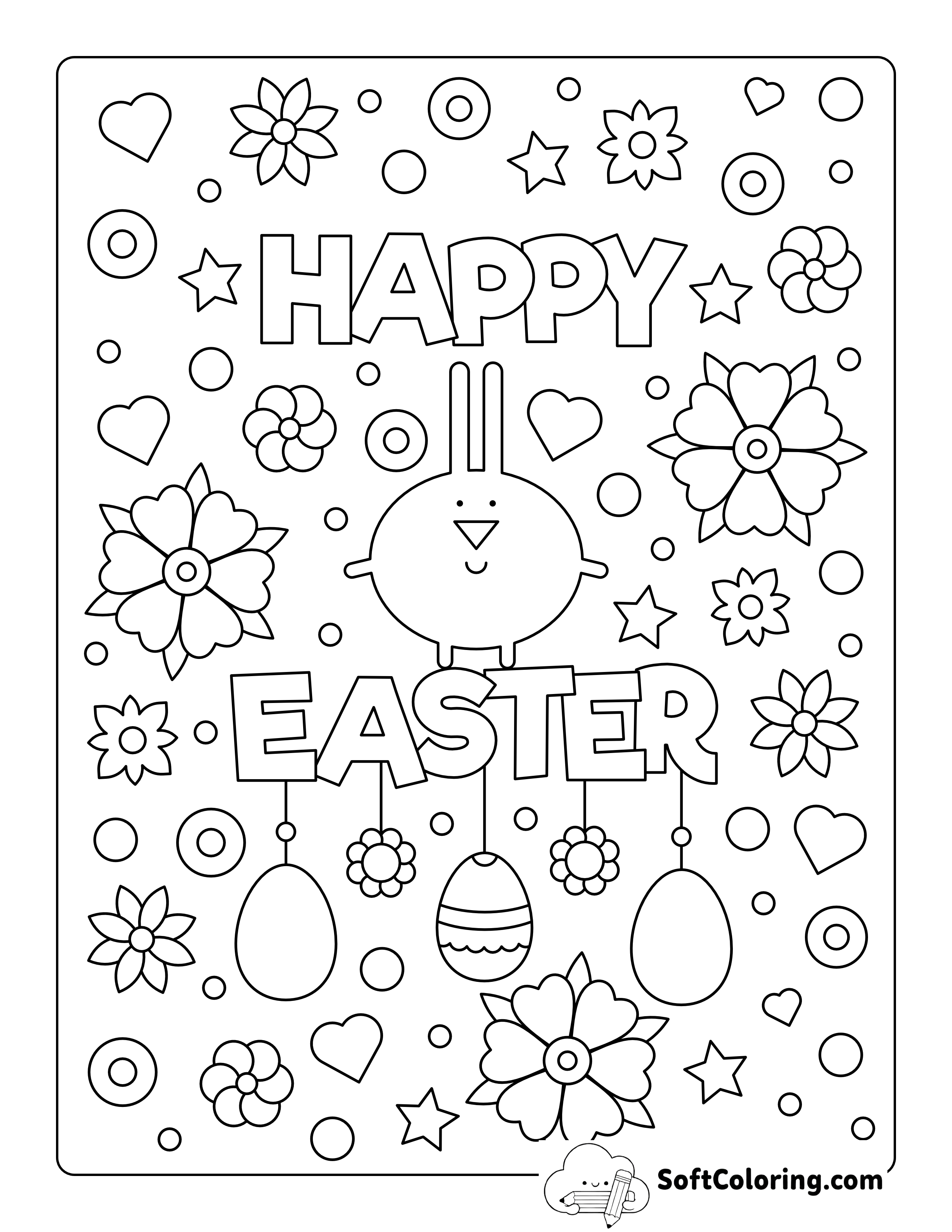 "Happy Easter" Coloring Sheet for Kids