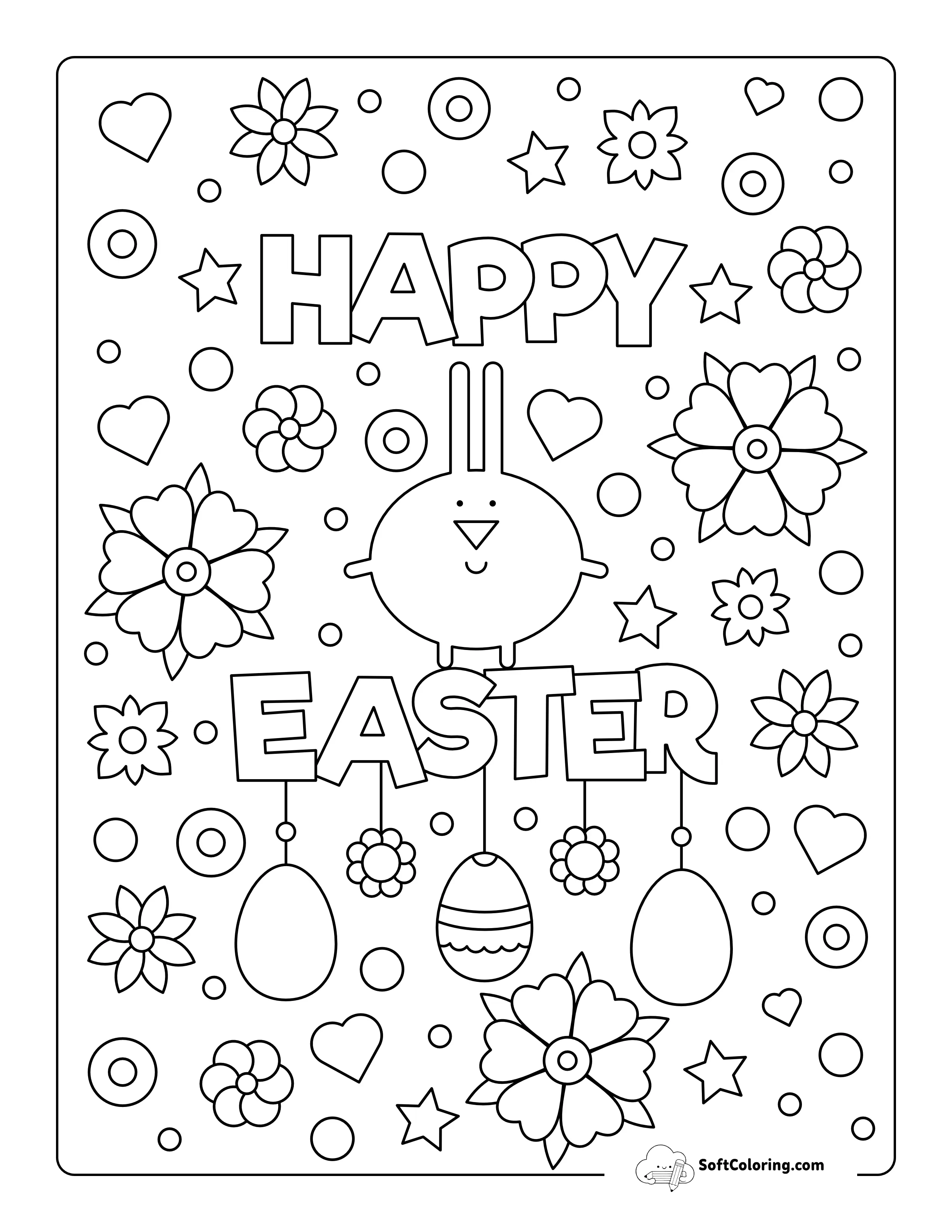 "Happy Easter" Coloring Sheet For Kids
