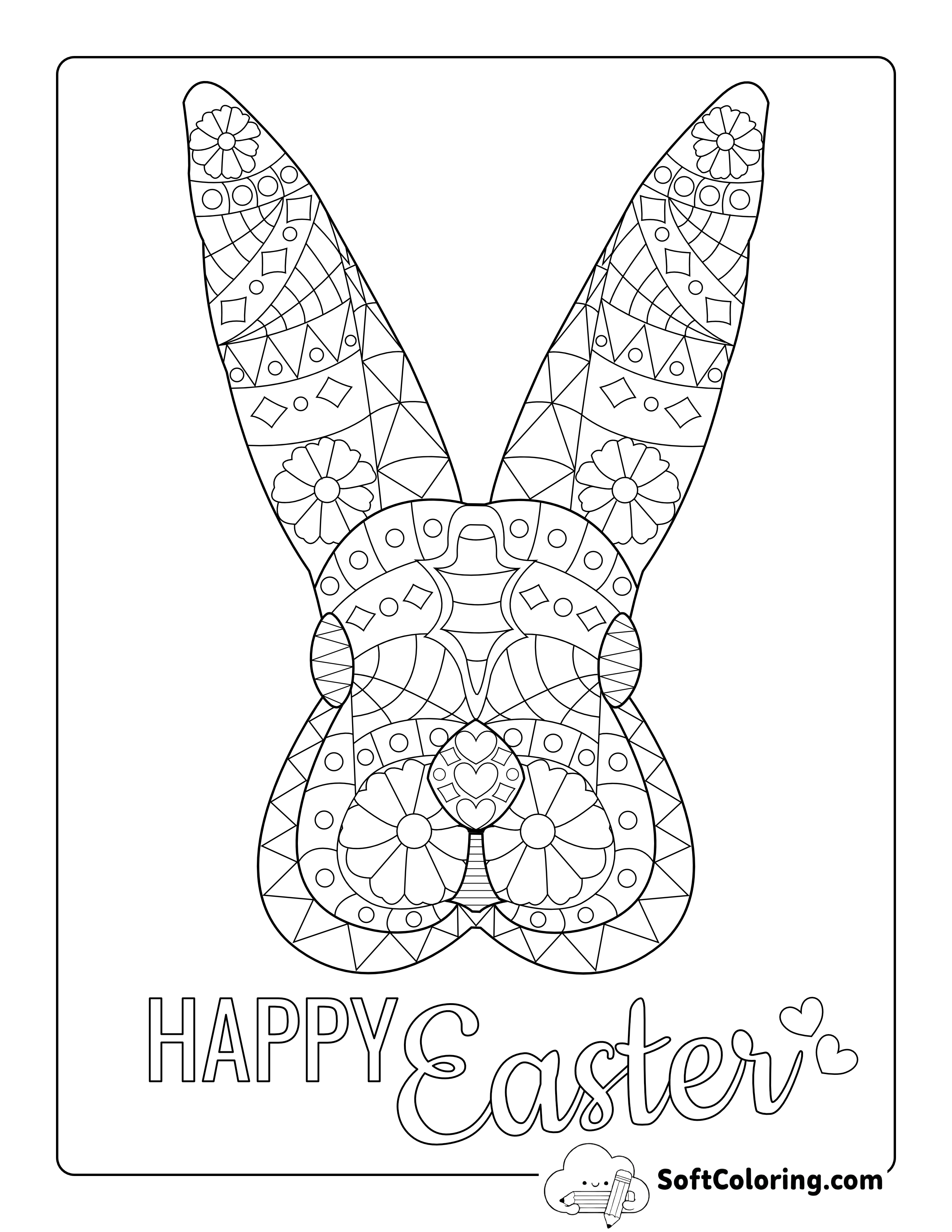 Rabbit Zentangle Coloring Sheet for Teens