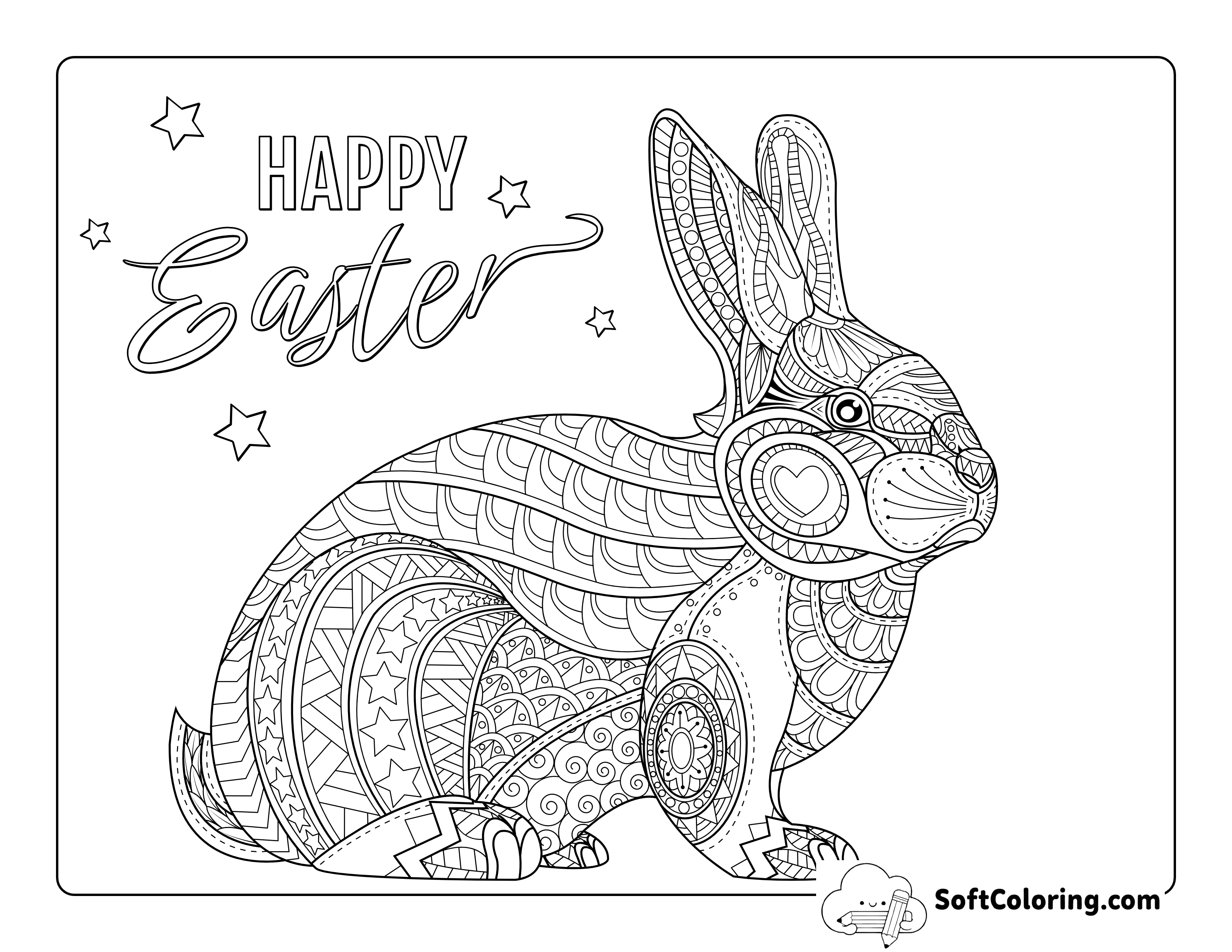 Bunny Rabbit Coloring Page for Adults