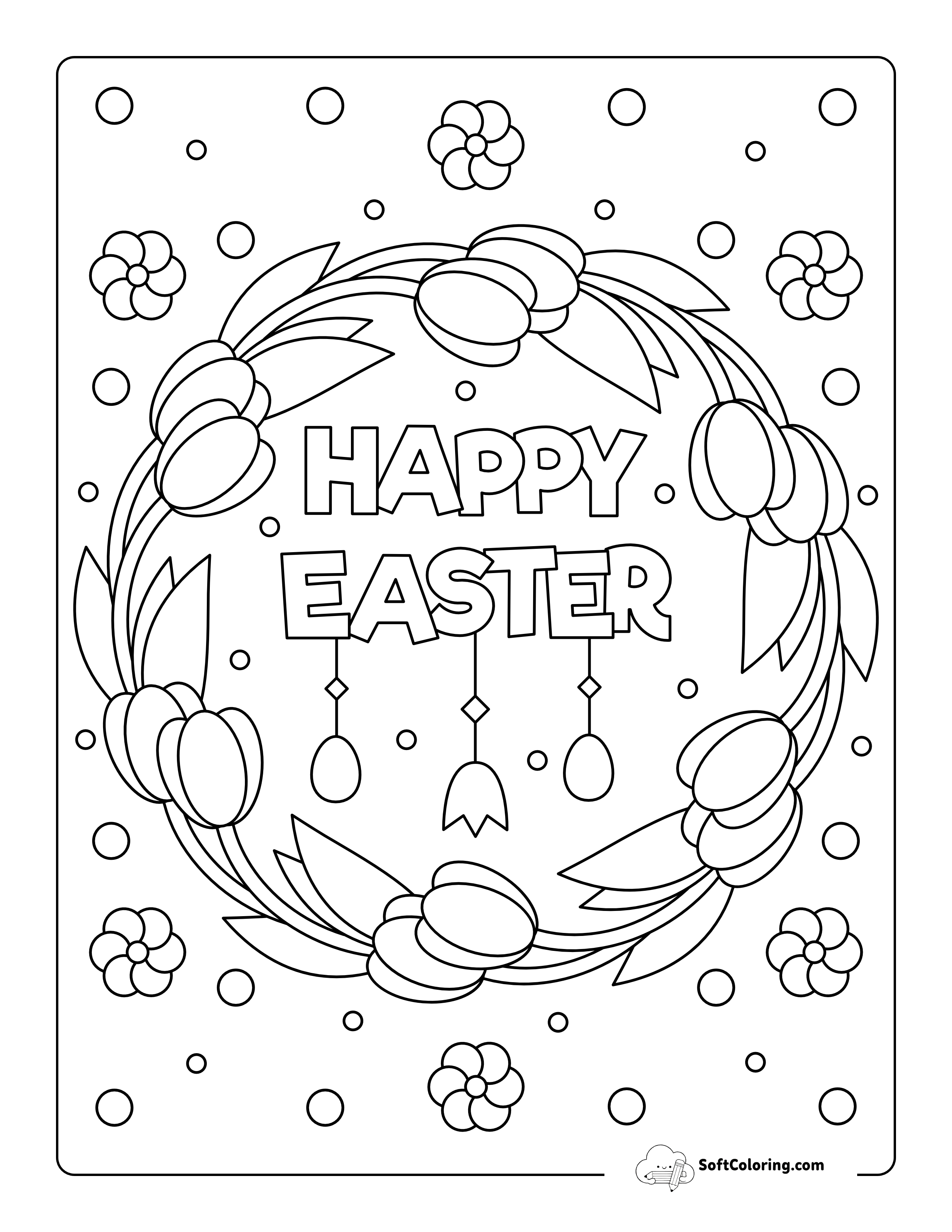 "Happy Easter" Spring Flower Wreath