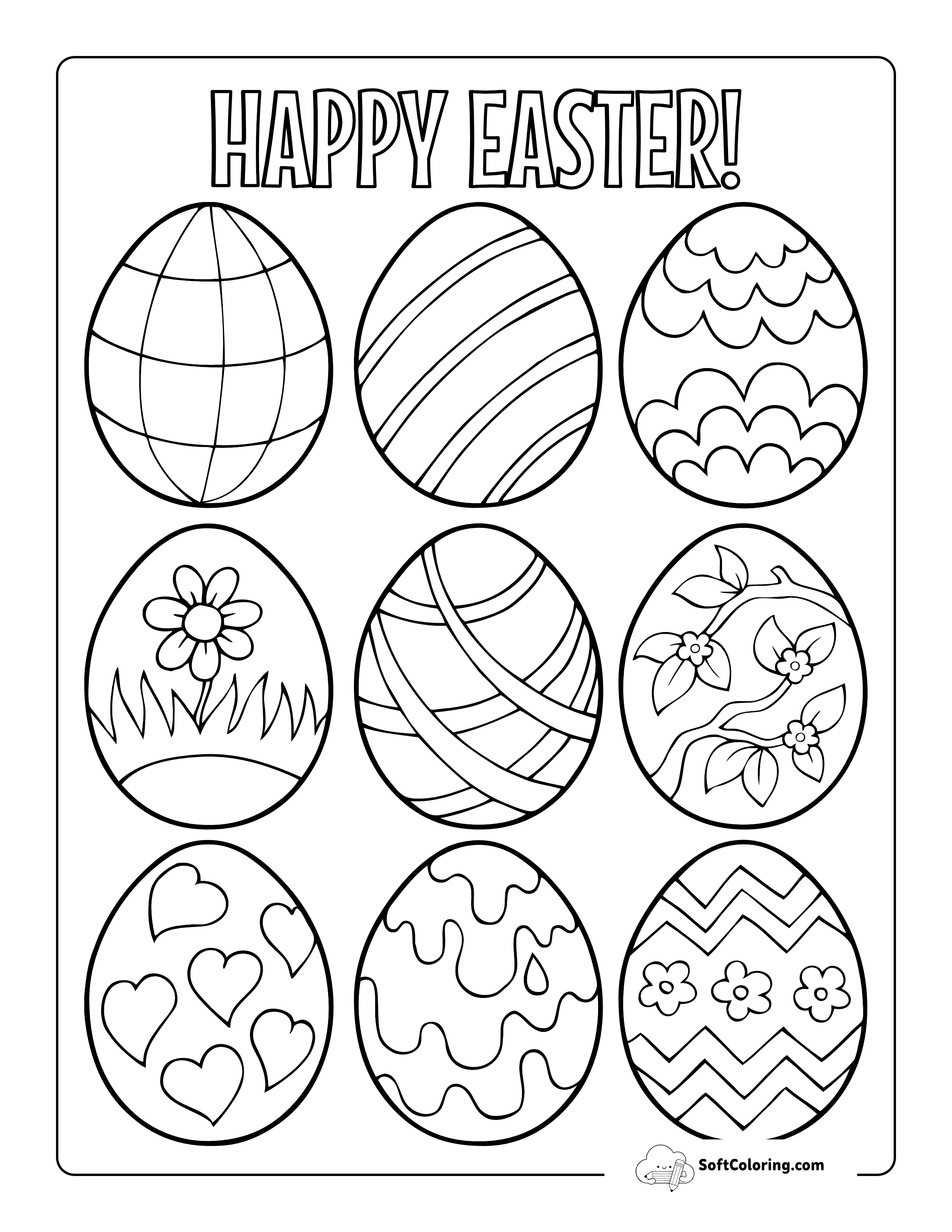 Small Easter Eggs Coloring Sheet
