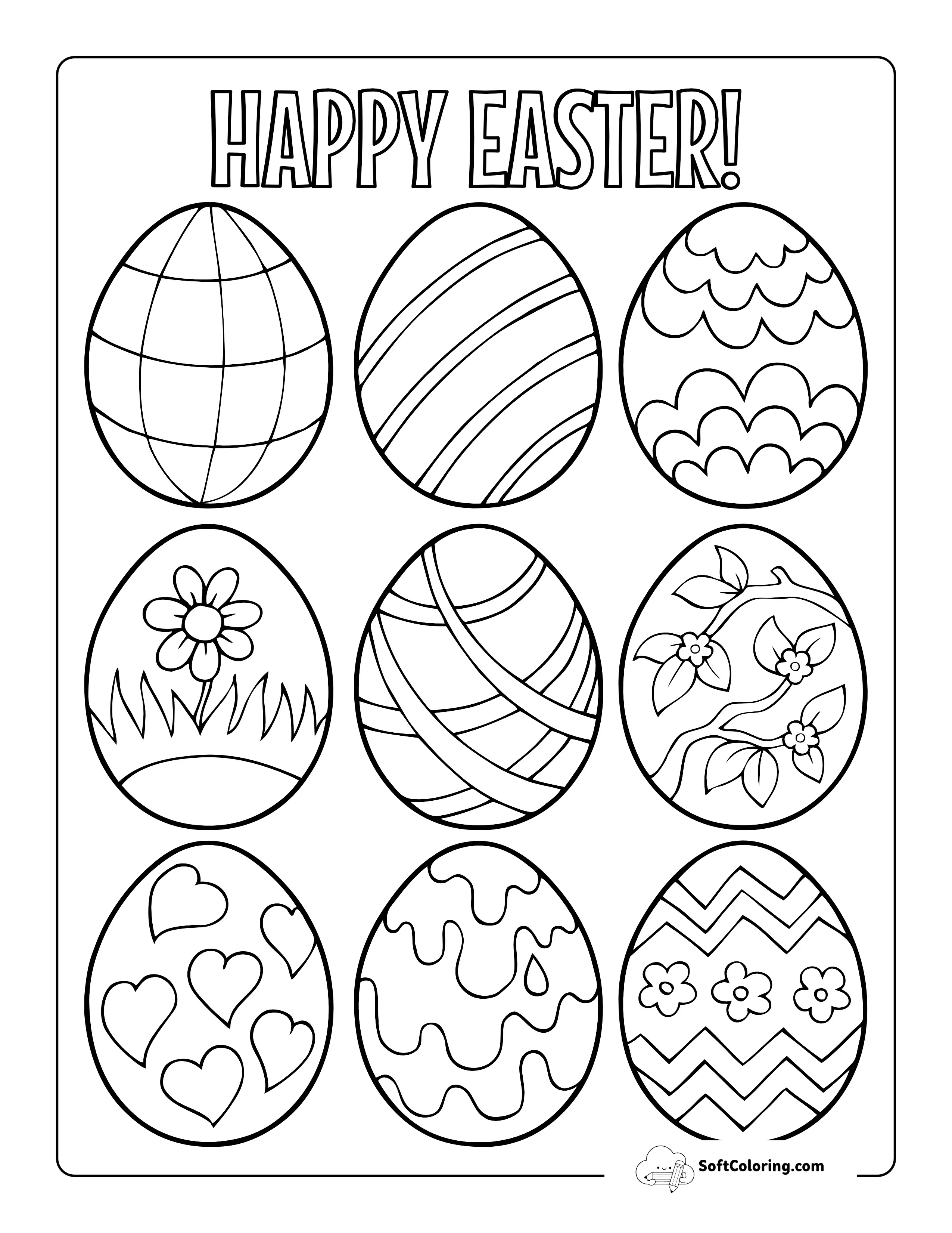 Small Easter Eggs Coloring Sheet