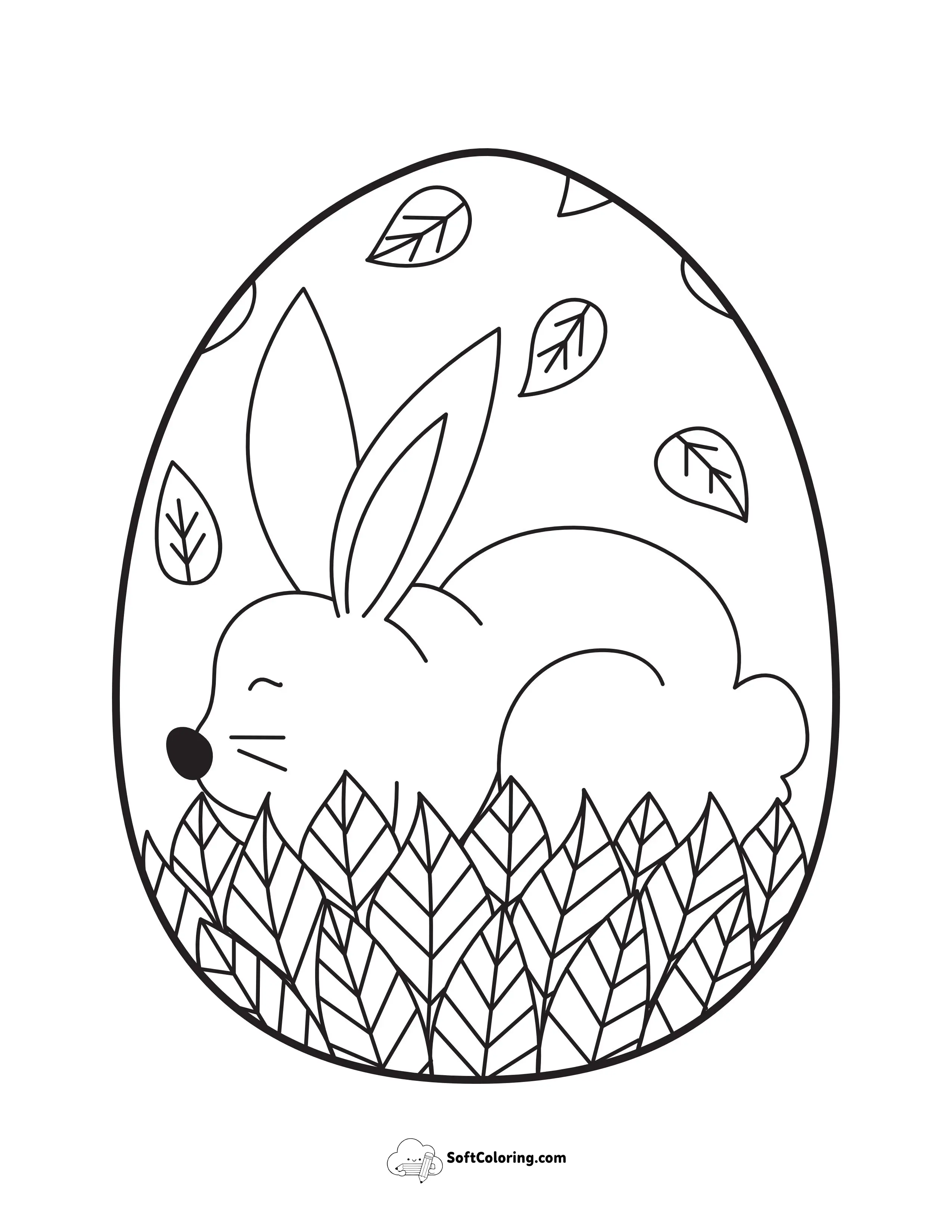 Sleeping Rabbit Easter Coloring Page