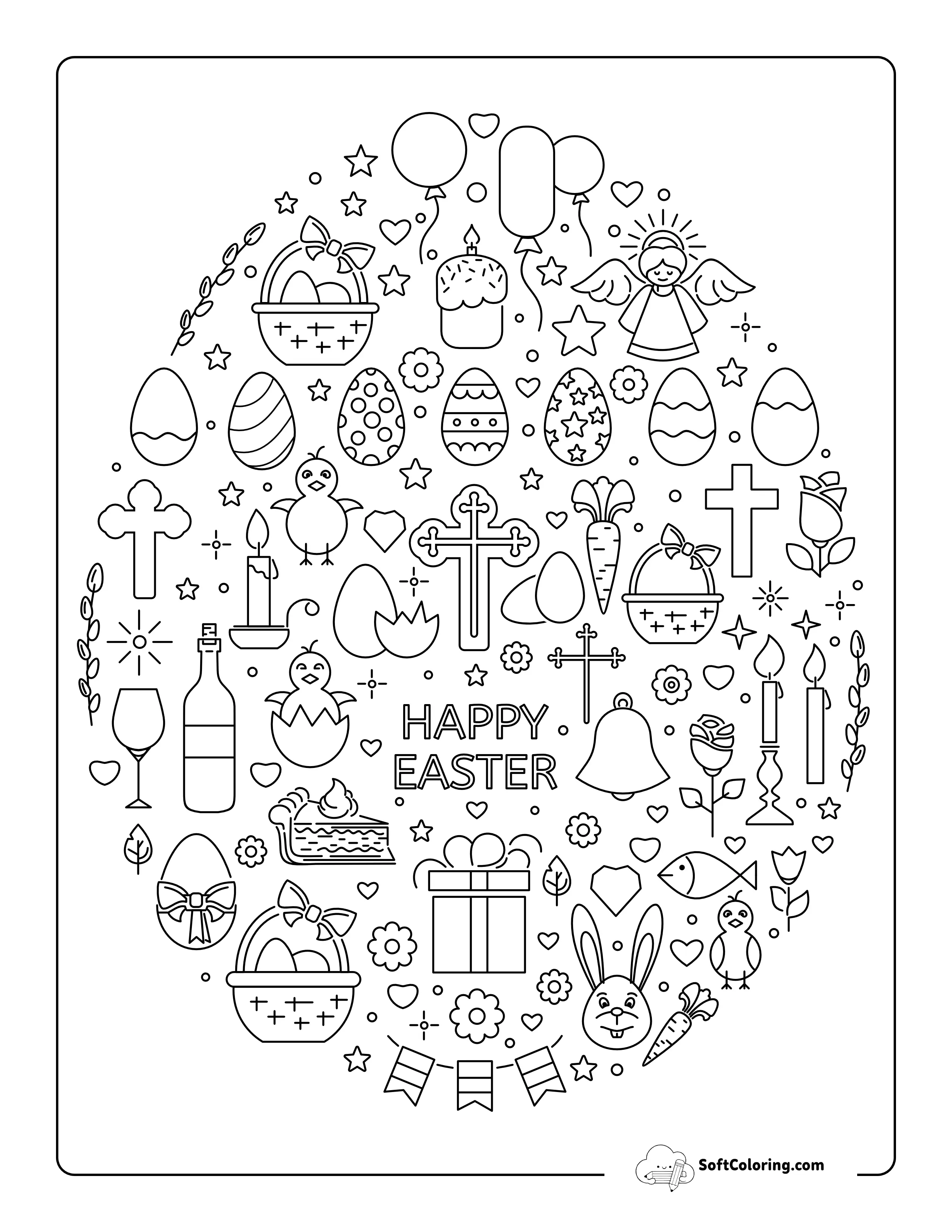 Easter Icons Coloring Page
