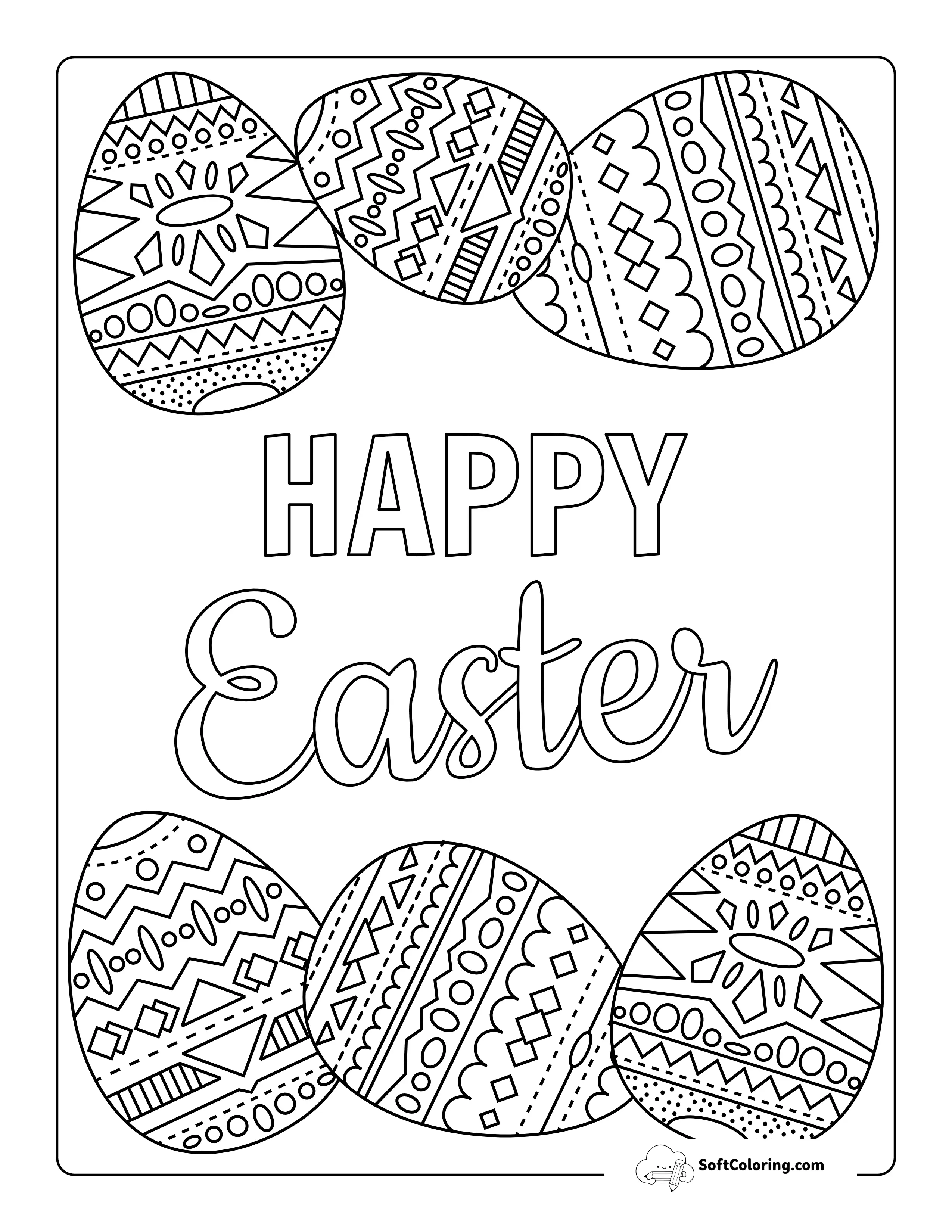 "Happy Easter" Coloring Page For Teens
