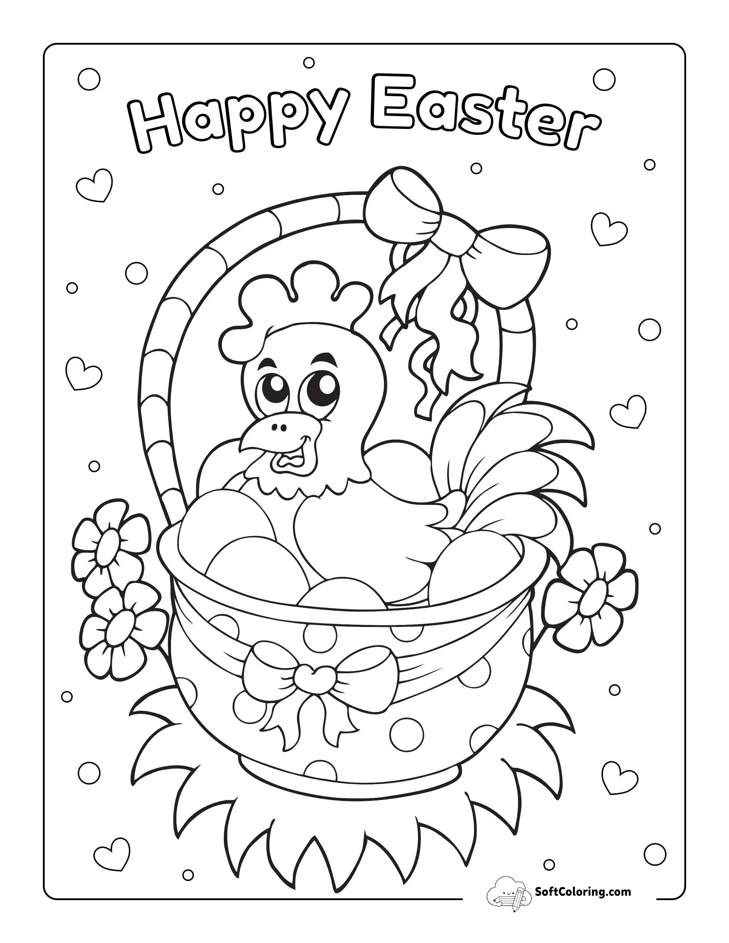 Mother Hen With Eggs In Spring Basket