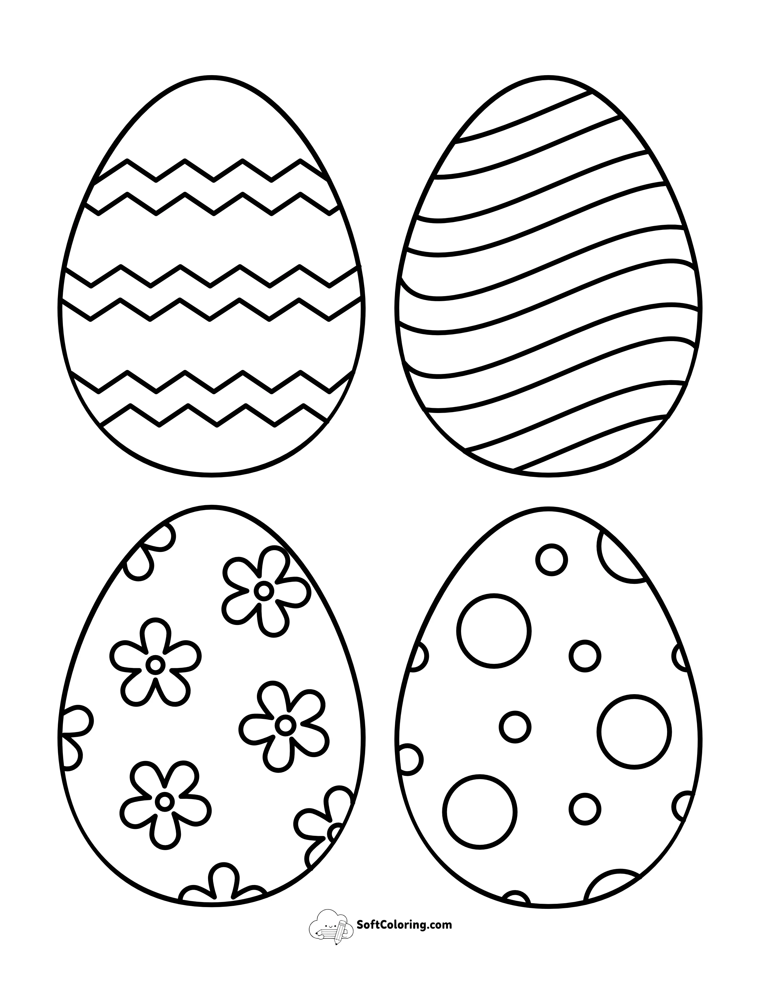 Patterned Easter Eggs Coloring Sheet