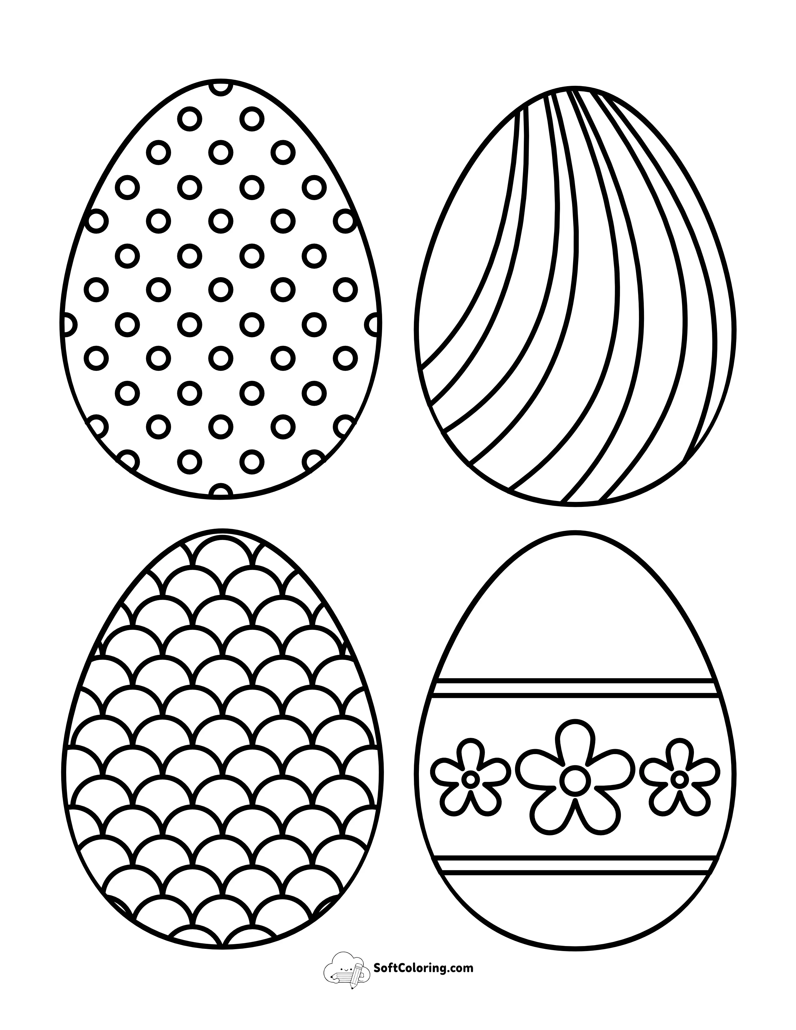Patterned Easter Eggs To Color