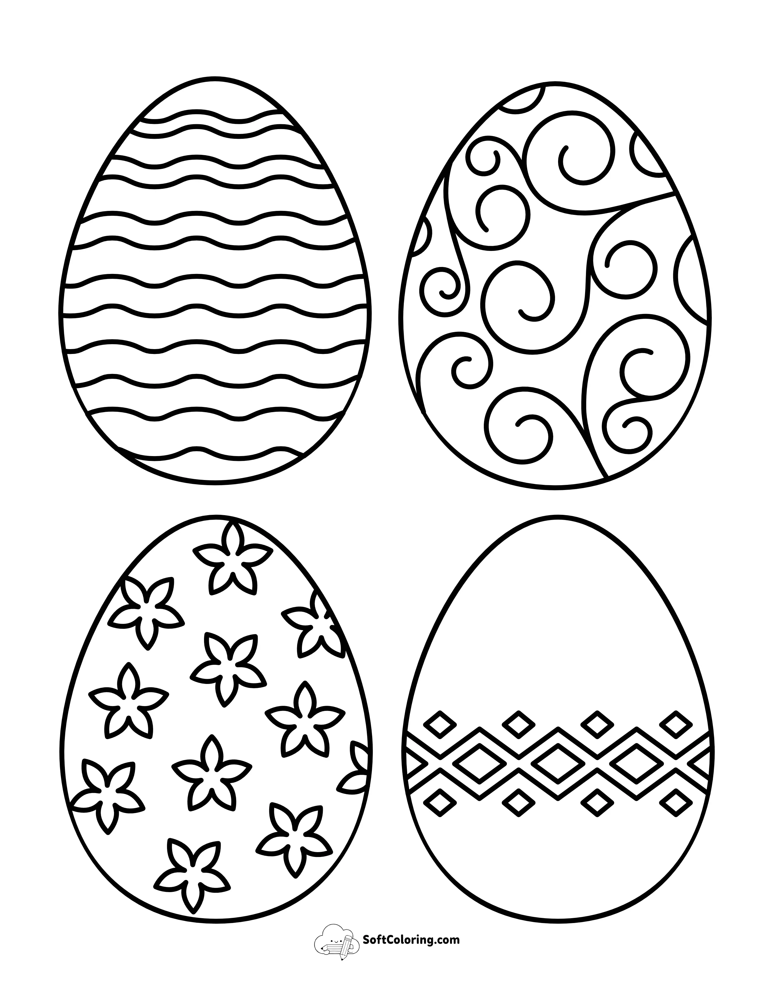 Patterned Easter Egg Templates - Medium