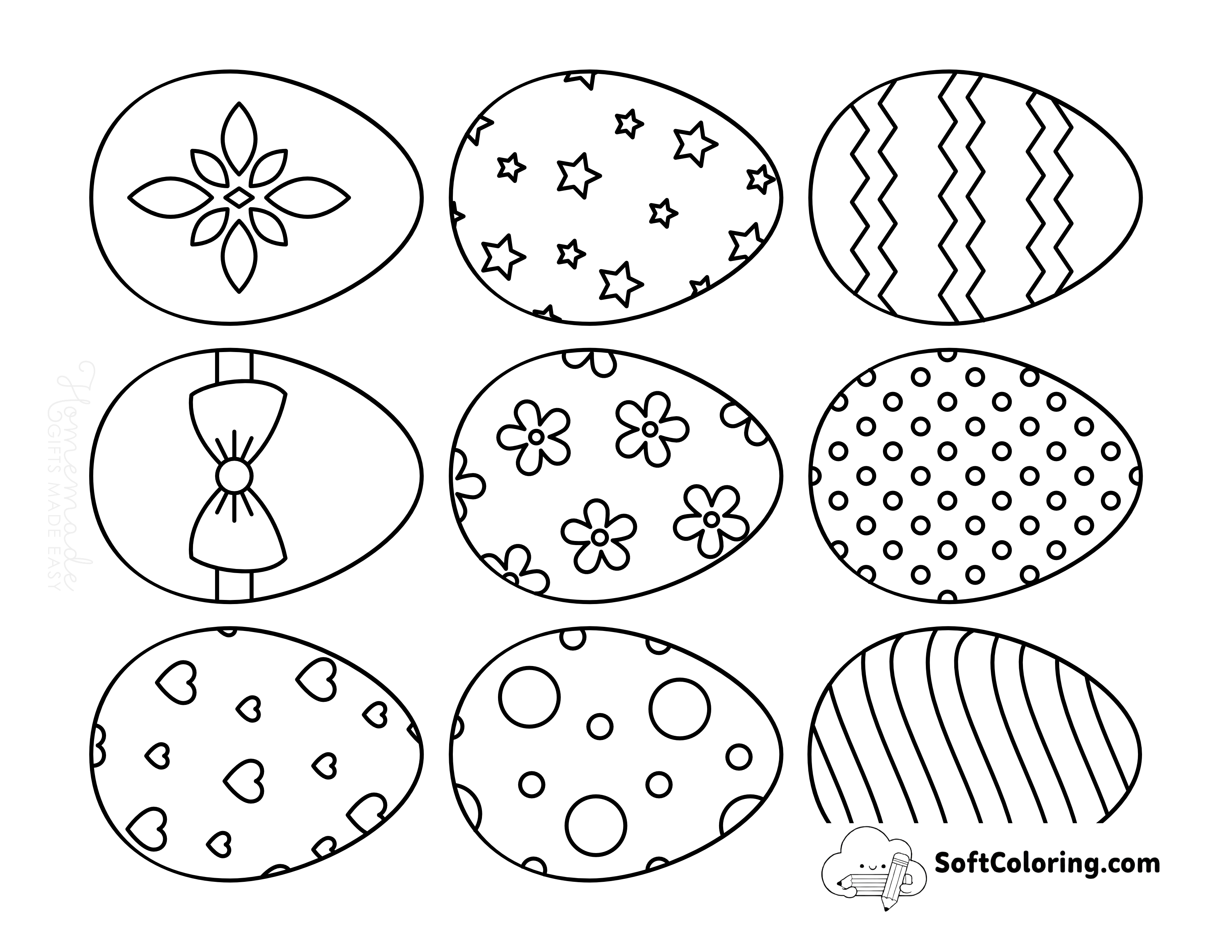 Small Easter Eggs Coloring Sheet For Kids
