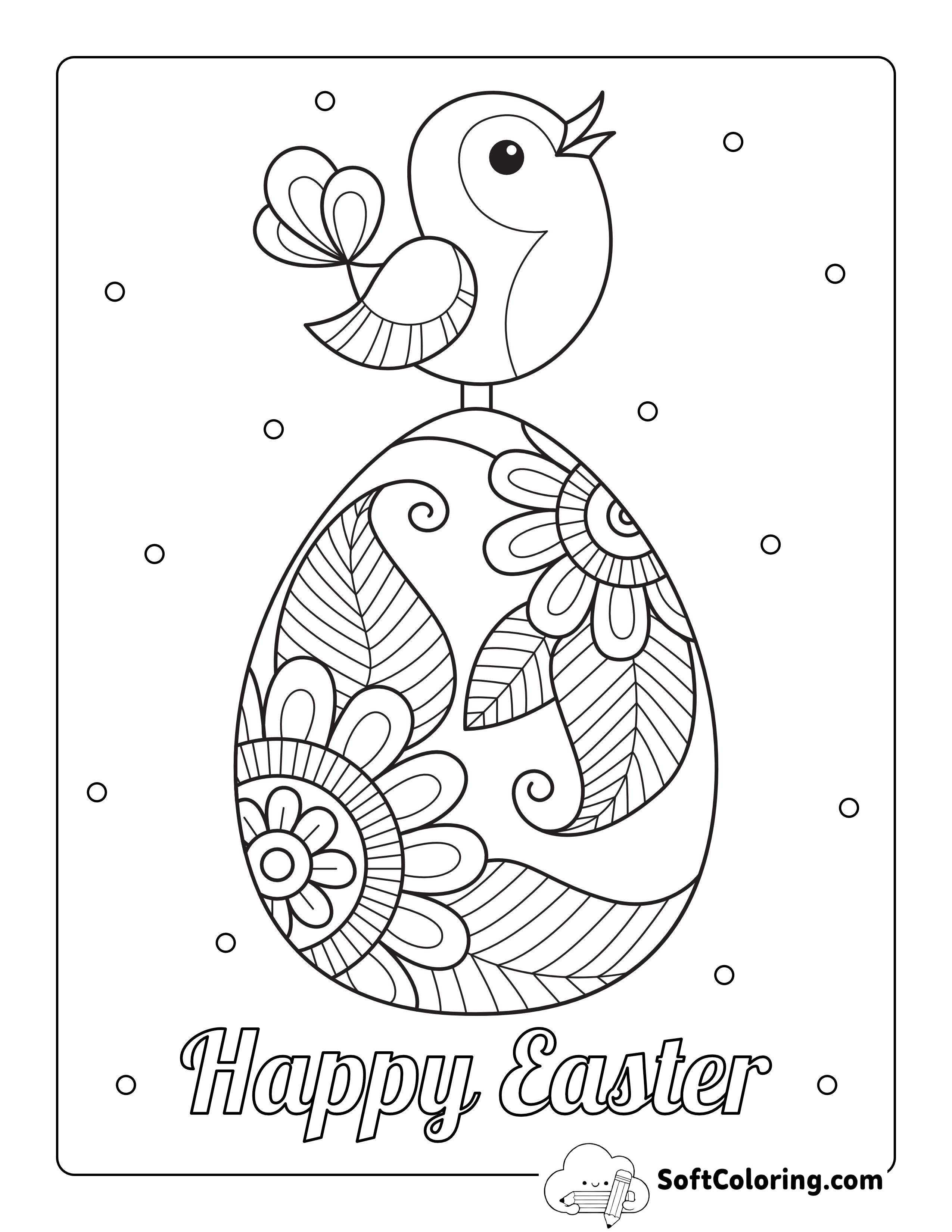 Simple Easter Egg Coloring Sheet for Adults