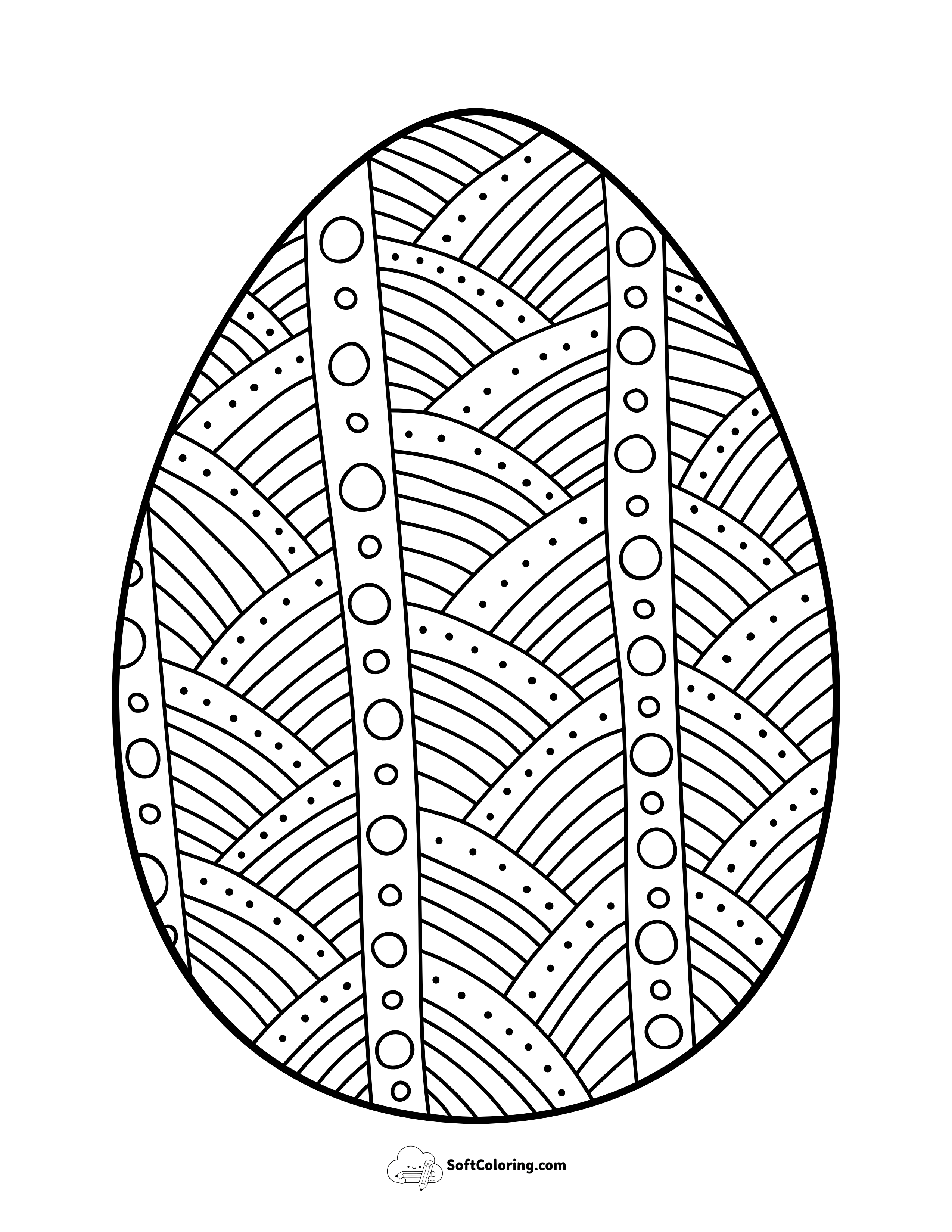Large Patterned Egg For Teens To Color