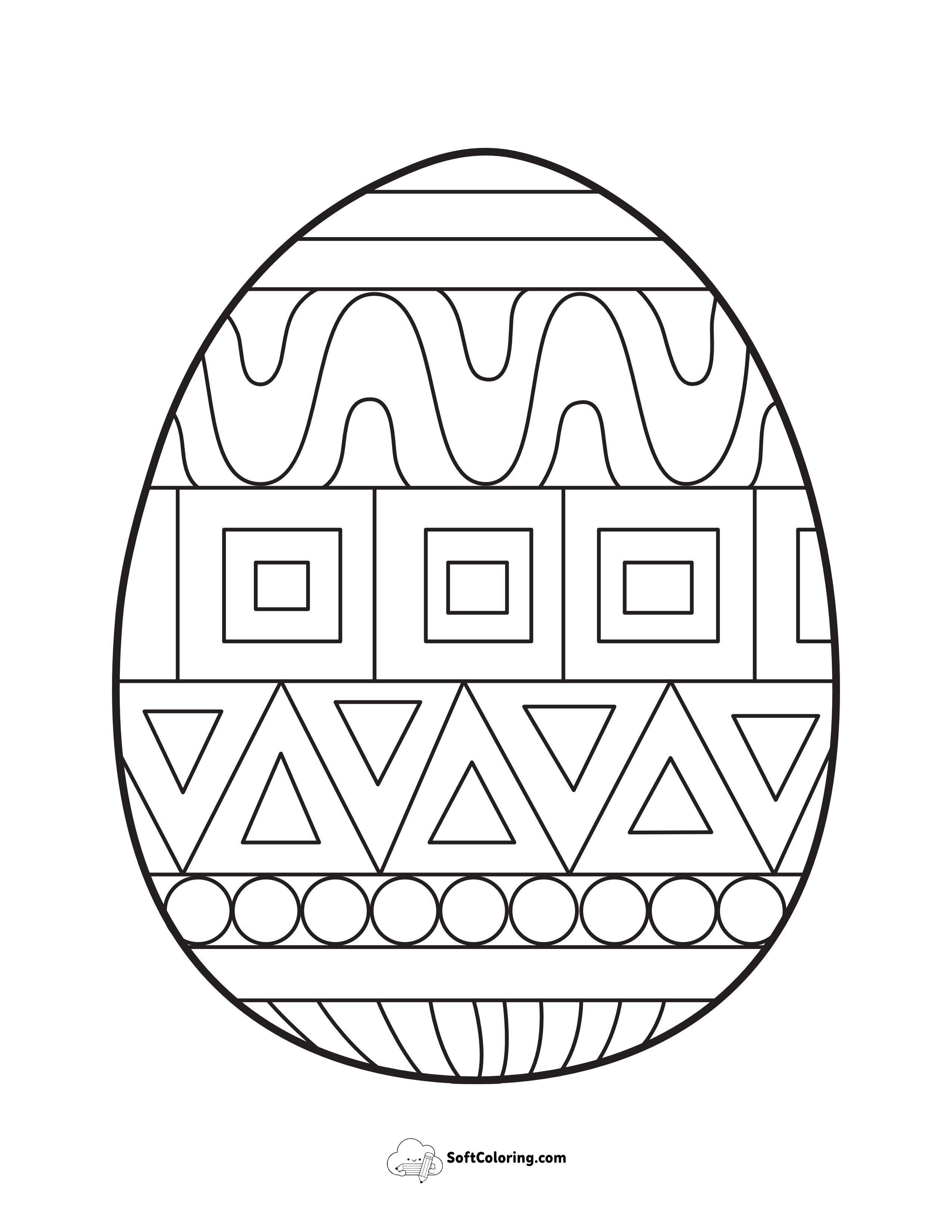 Printable Easter Egg With Geometric Pattern