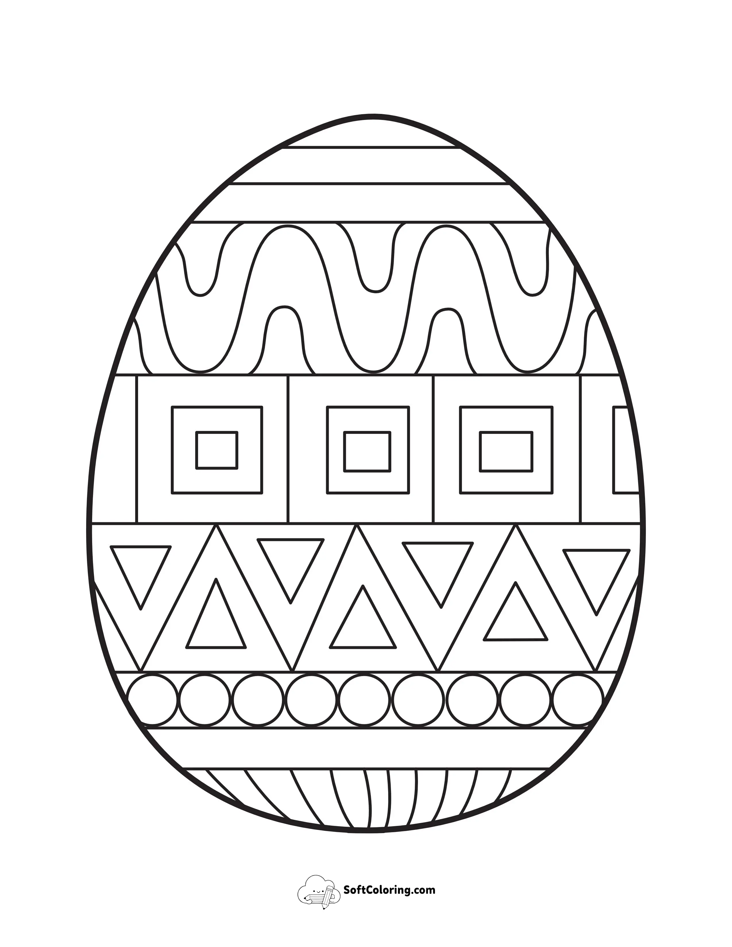 Printable Easter Egg With Geometric Pattern