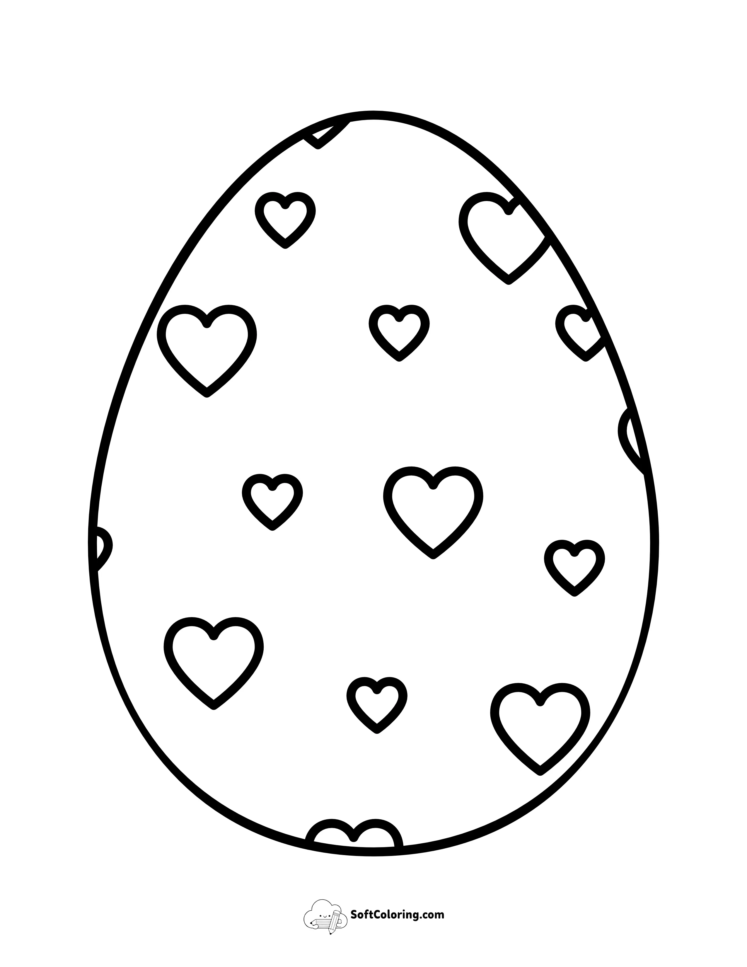 Large Easter Egg With Hearts Template