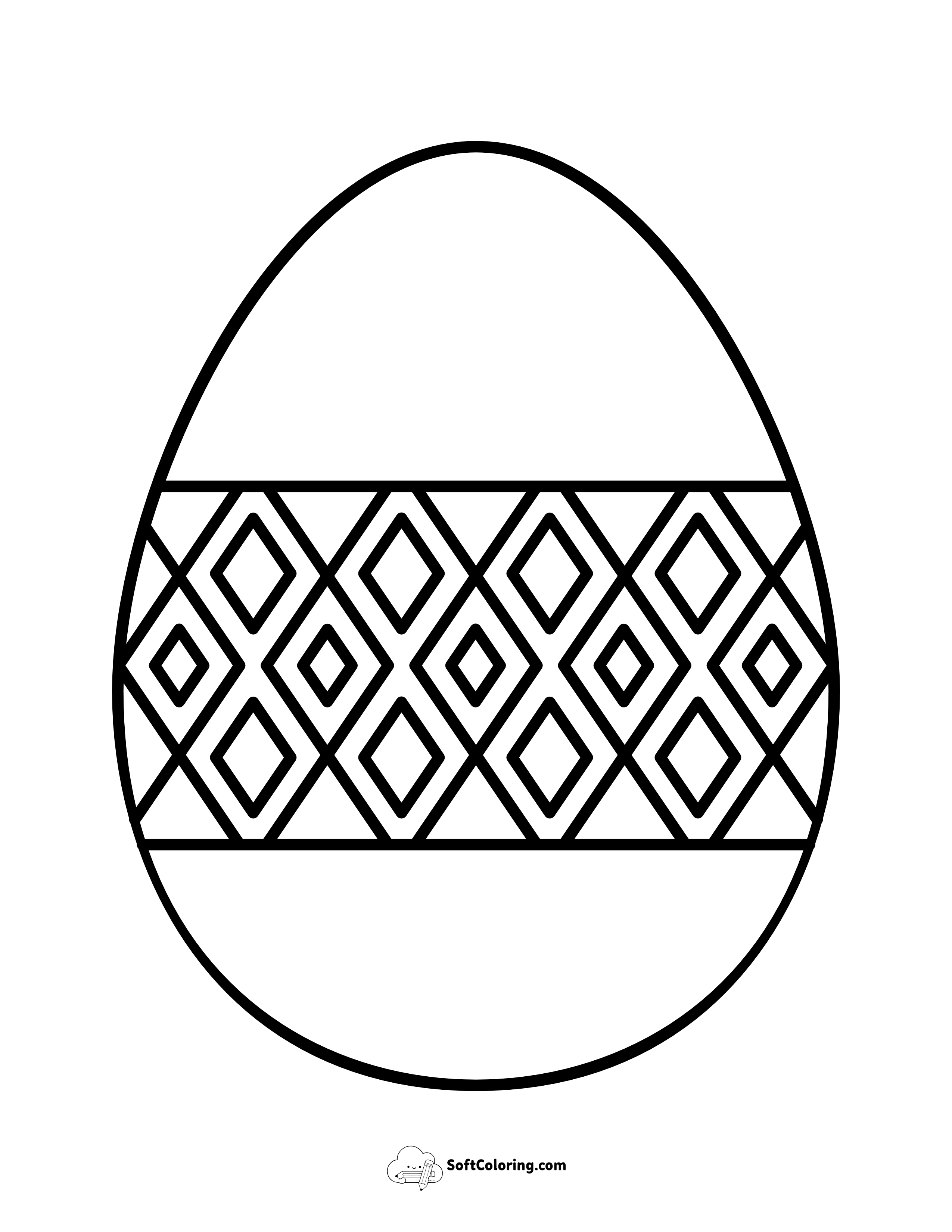 Easter Egg With Diamond Pattern To Color