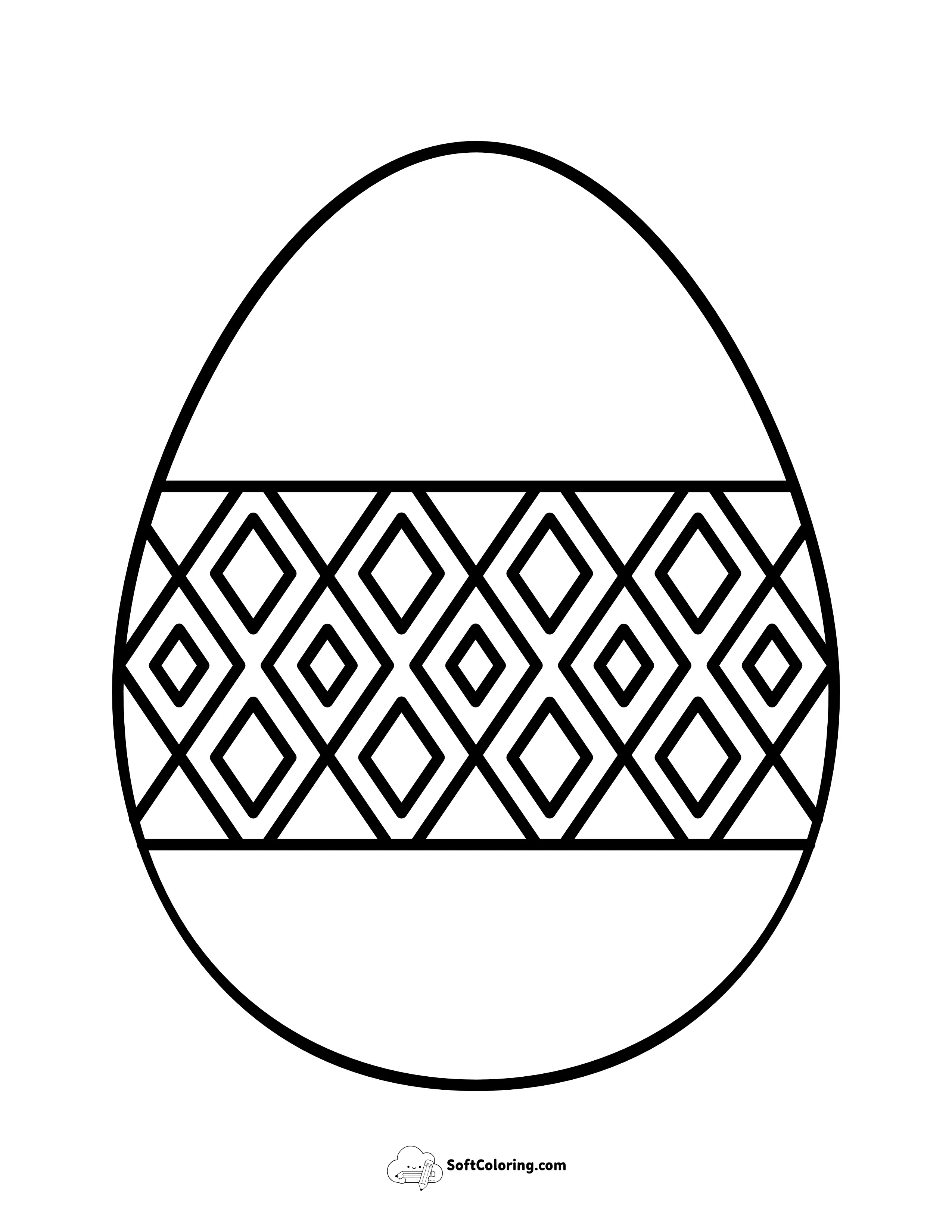 Easter Egg With Diamond Pattern To Color
