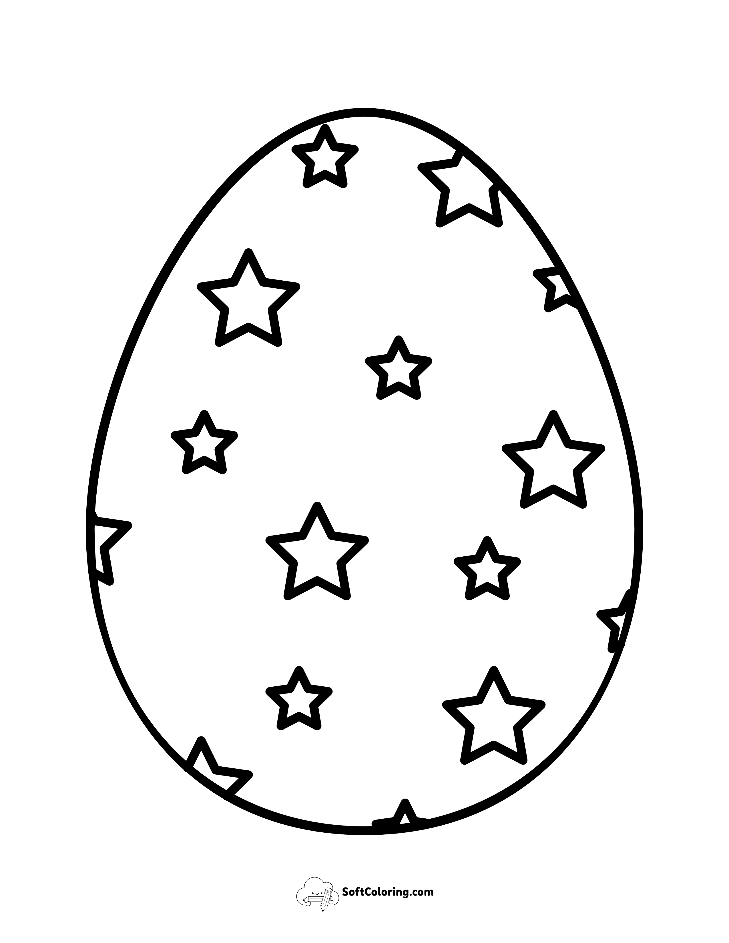 Large Easter Egg With Stars Template