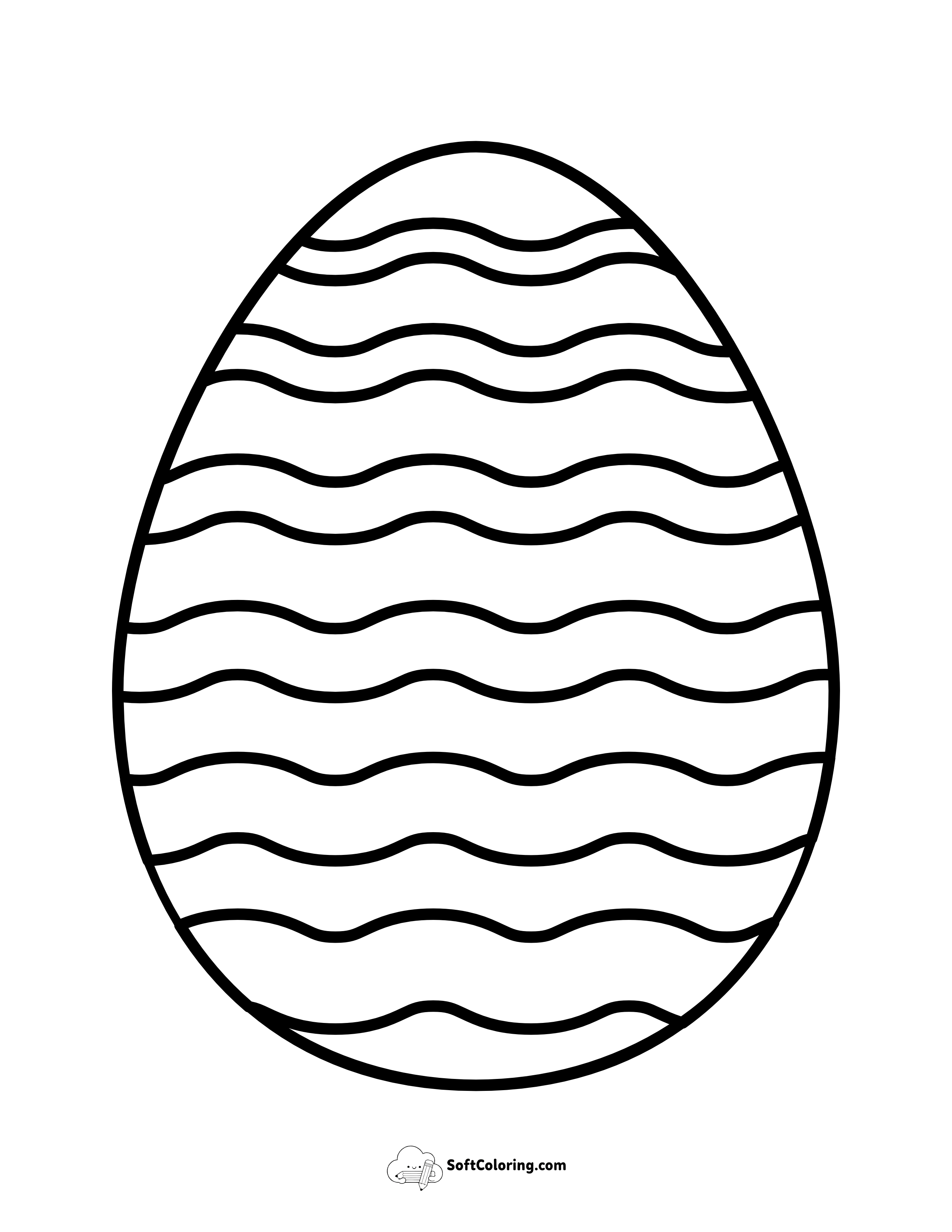 Wavy Pattern Large Easter Egg To Color