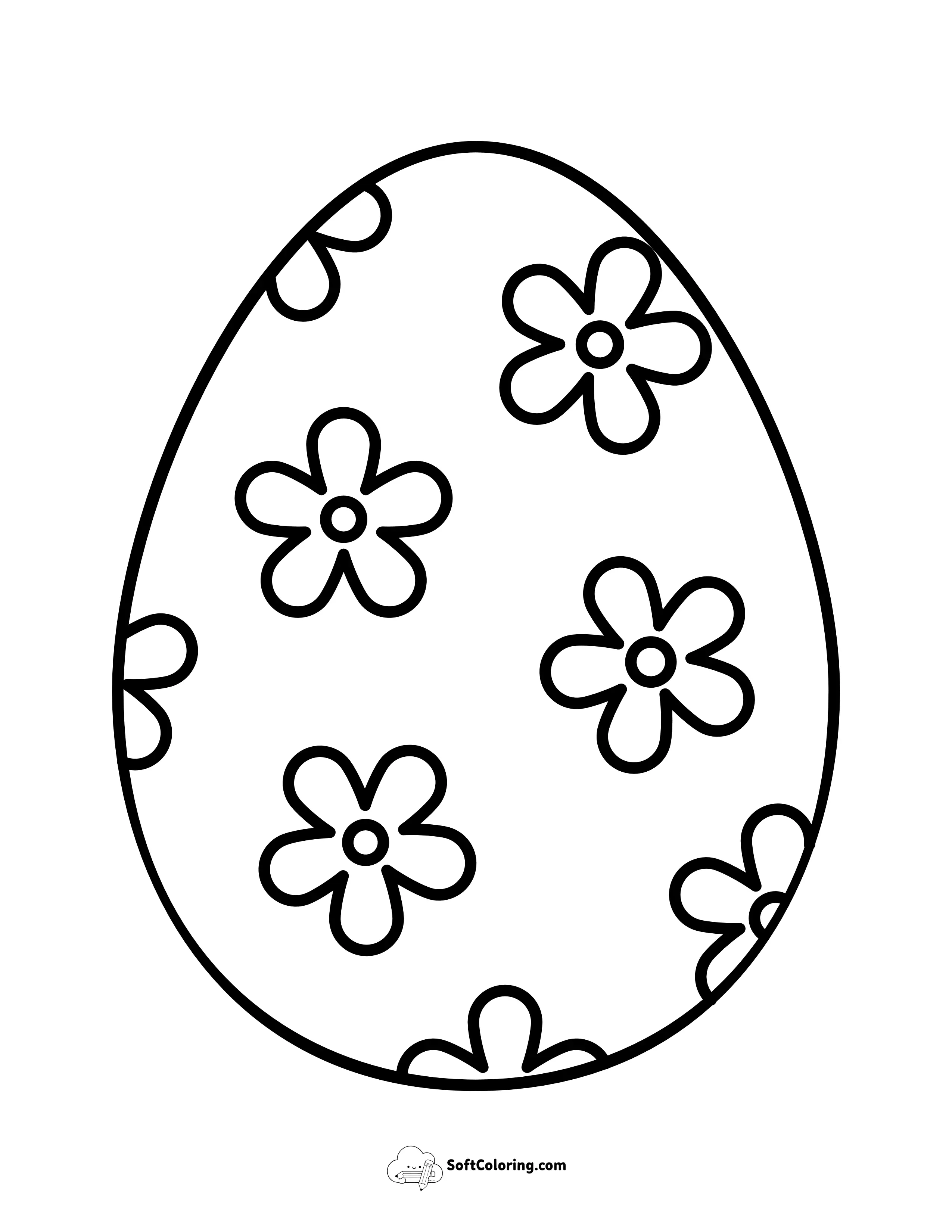 Large Egg With Flowers Coloring Page