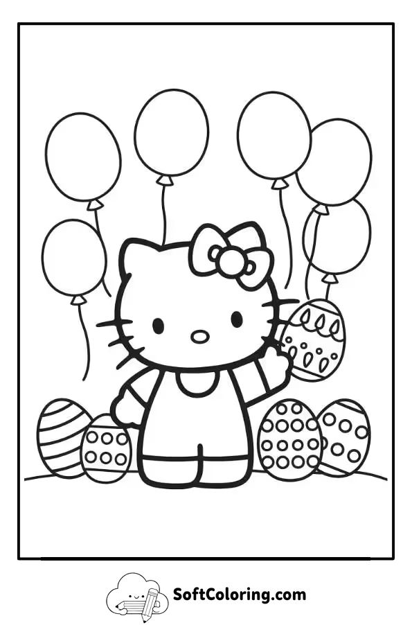 Hello Kitty Easter Coloring Page