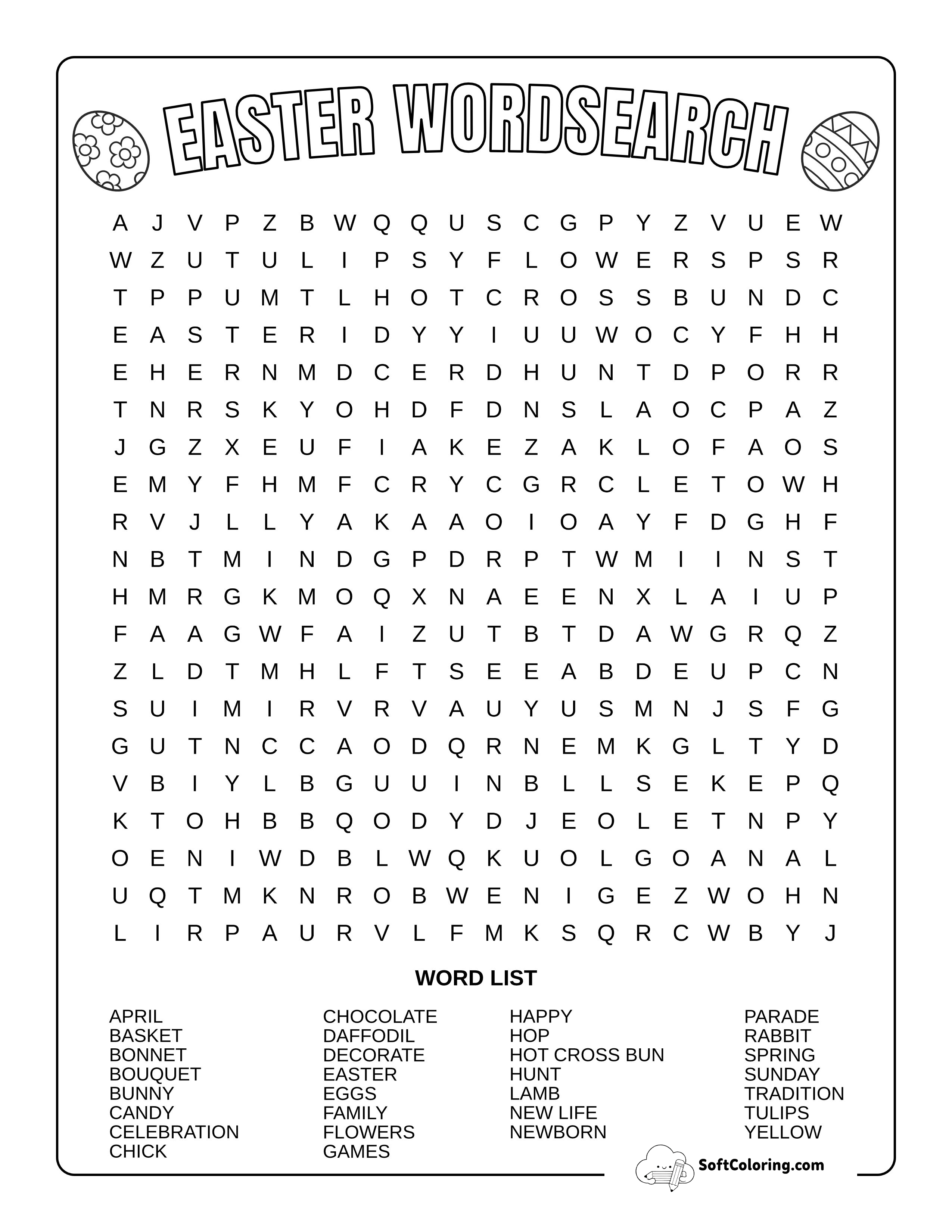 Hard Easter Word Search