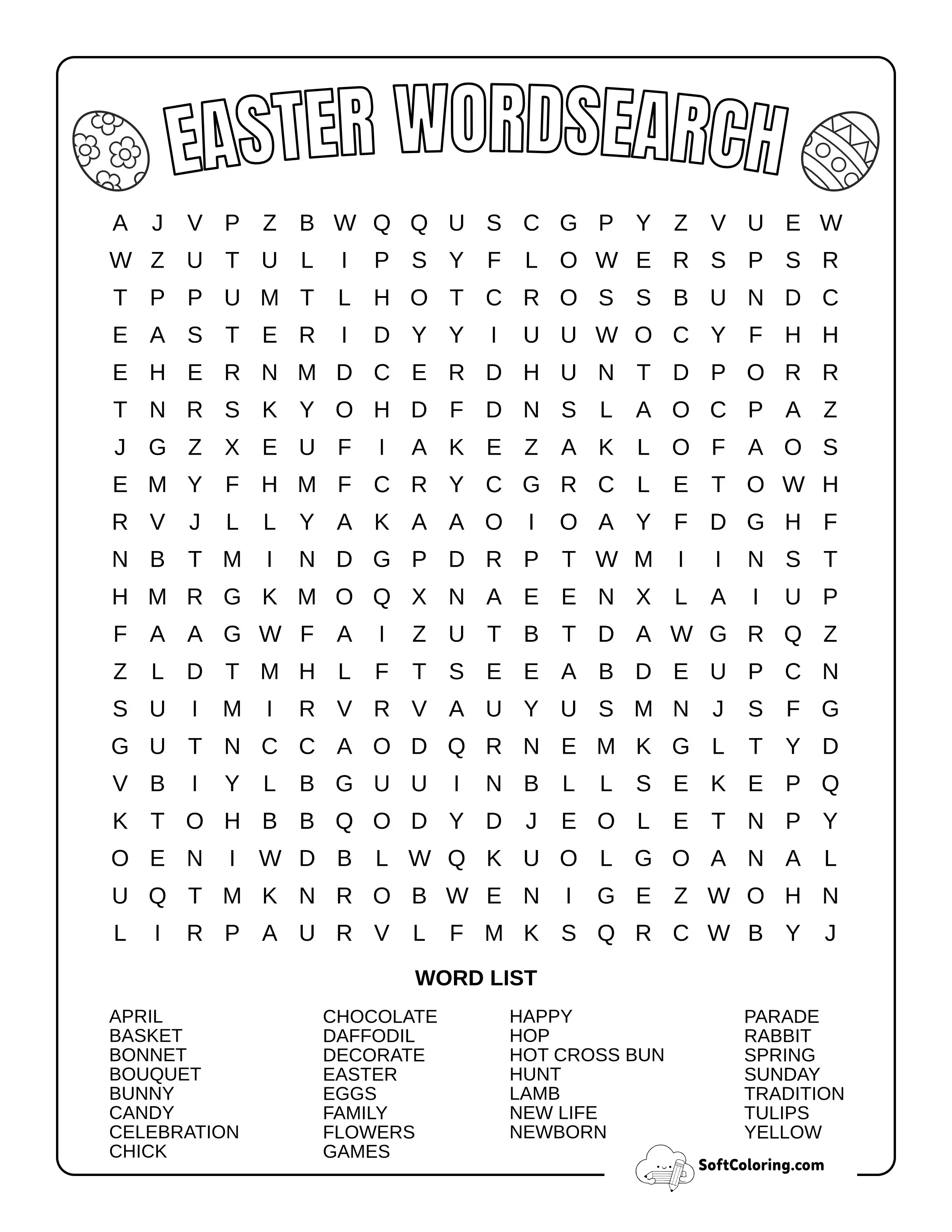 Hard Easter Word Search