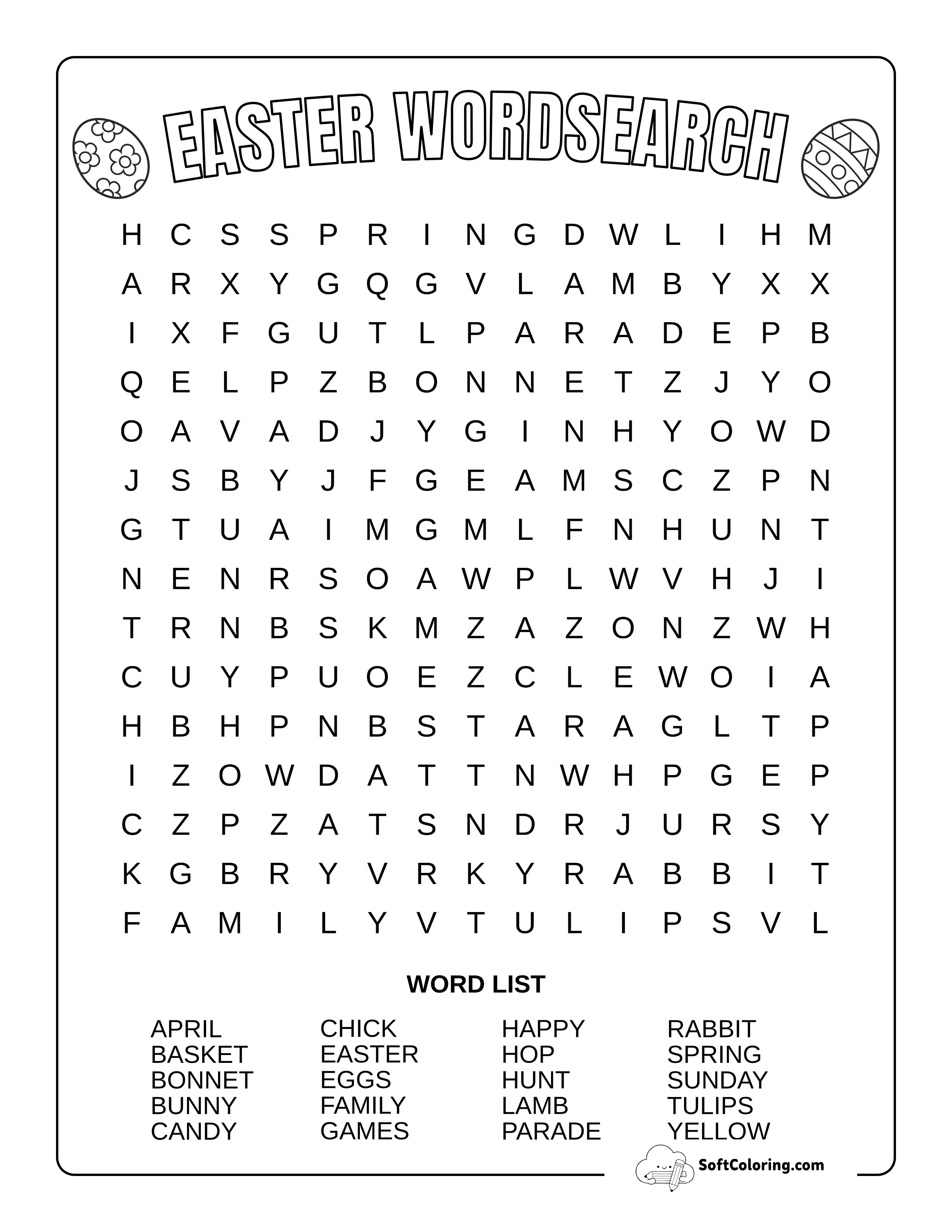 Medium Easter Word Search
