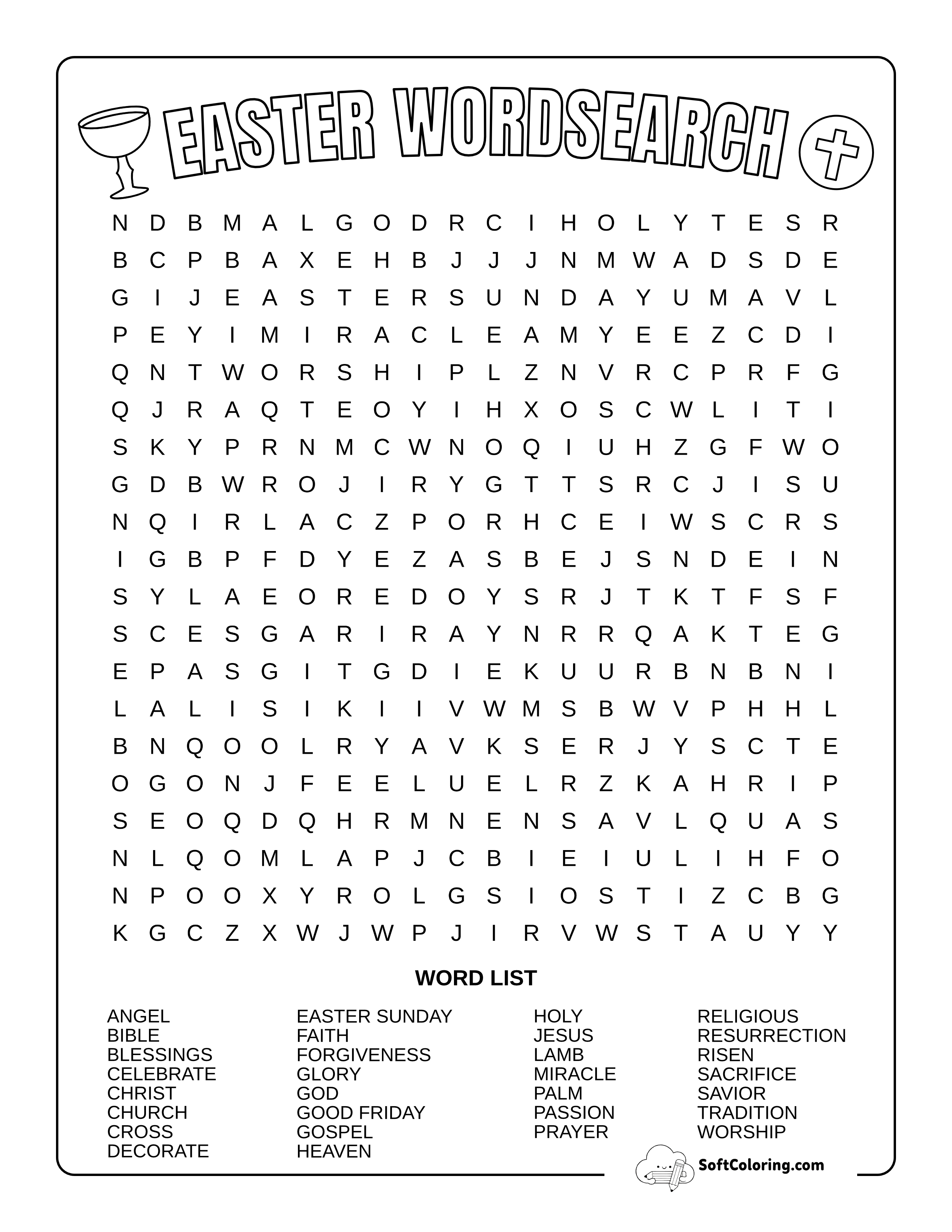 Hard Christian Religious Easter Word Search