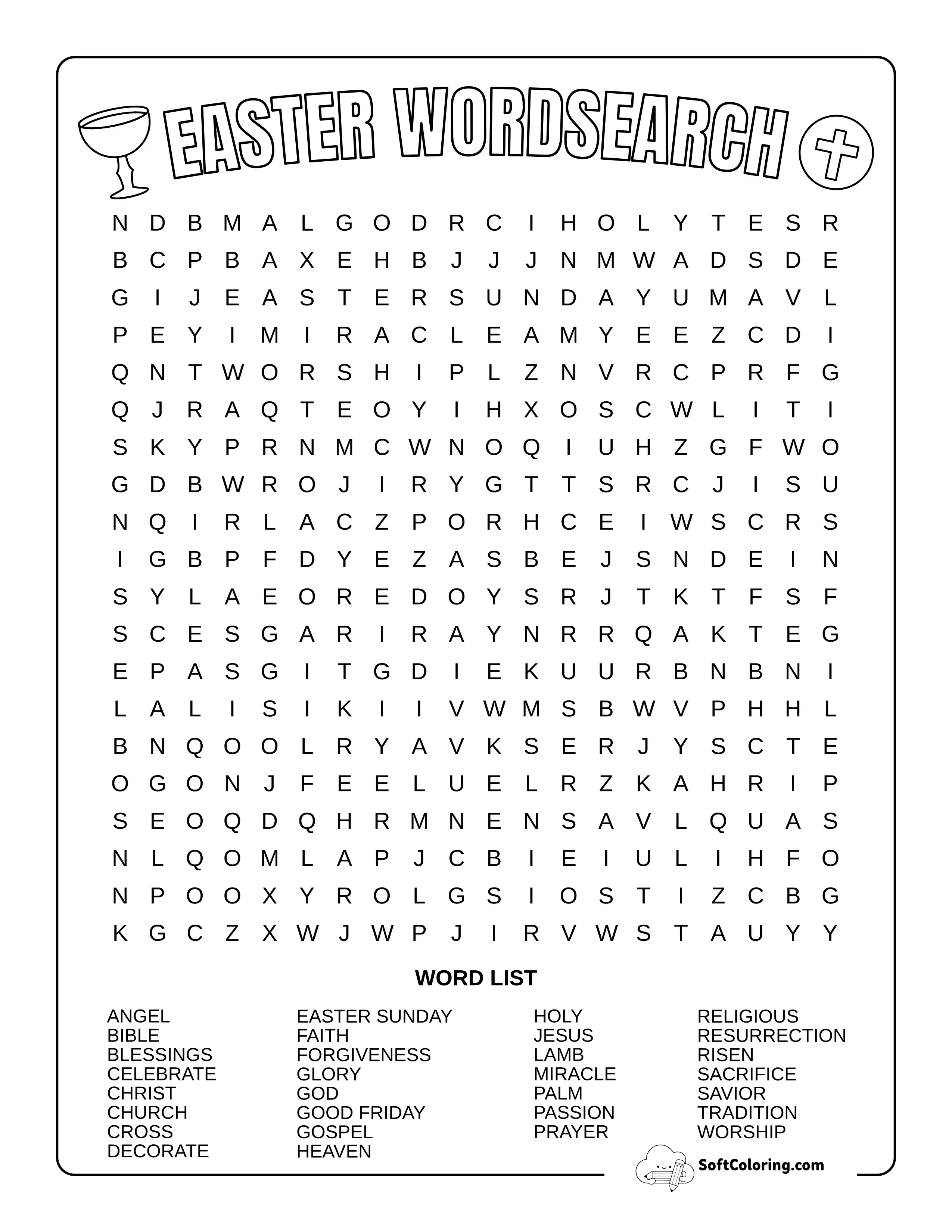 Hard Christian Religious Easter Word Search