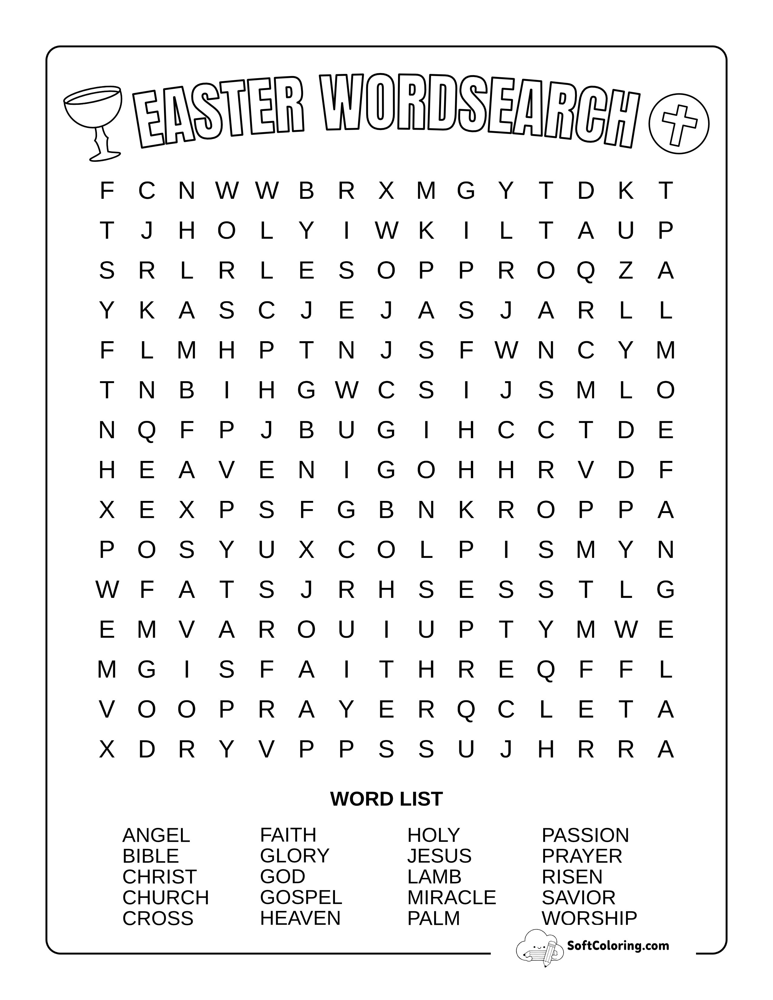 Medium Christian Religious Easter Word Search