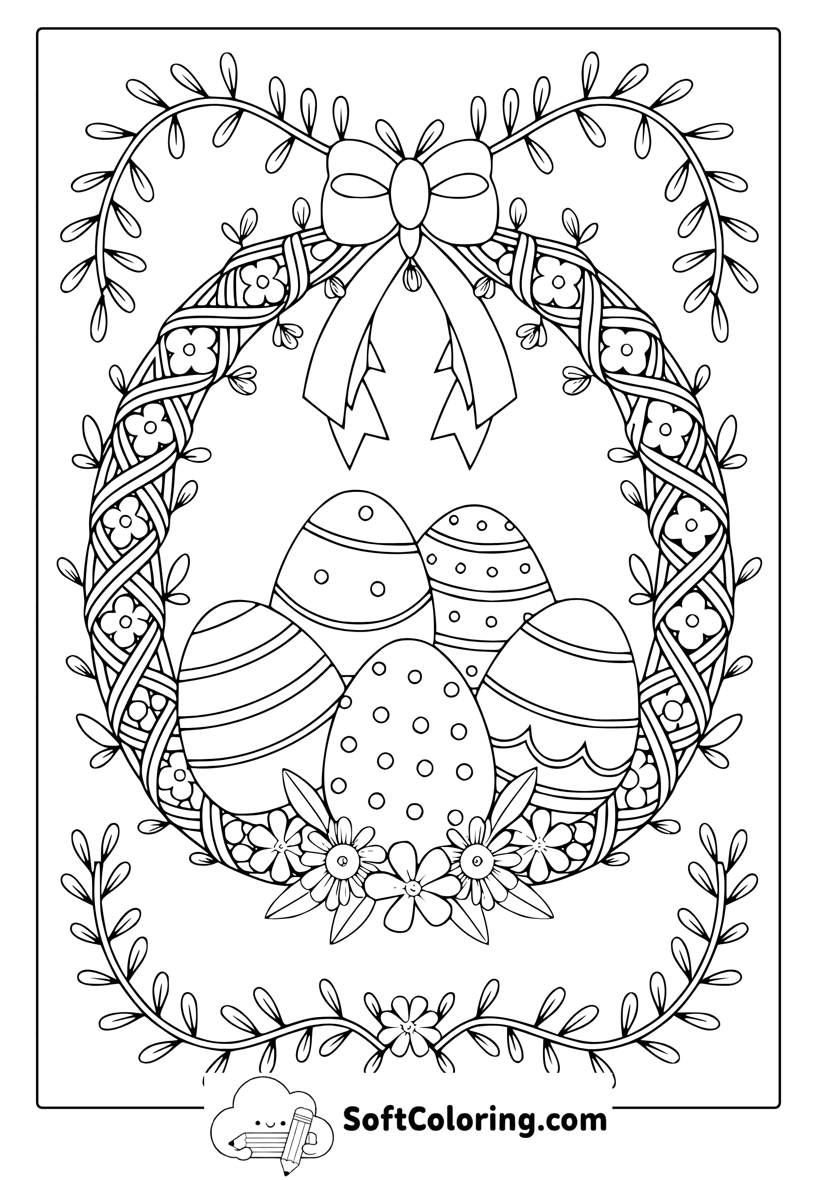 Easter Wreath Coloring Page
